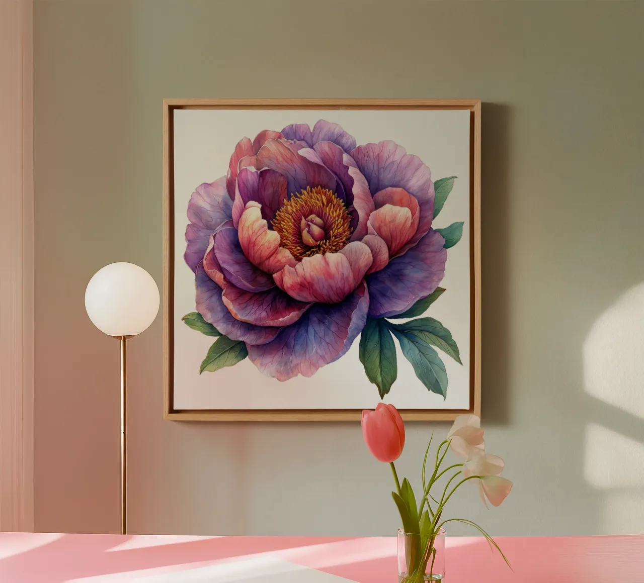 Pioenbloem canvas met Baklijst van Bold Blooms