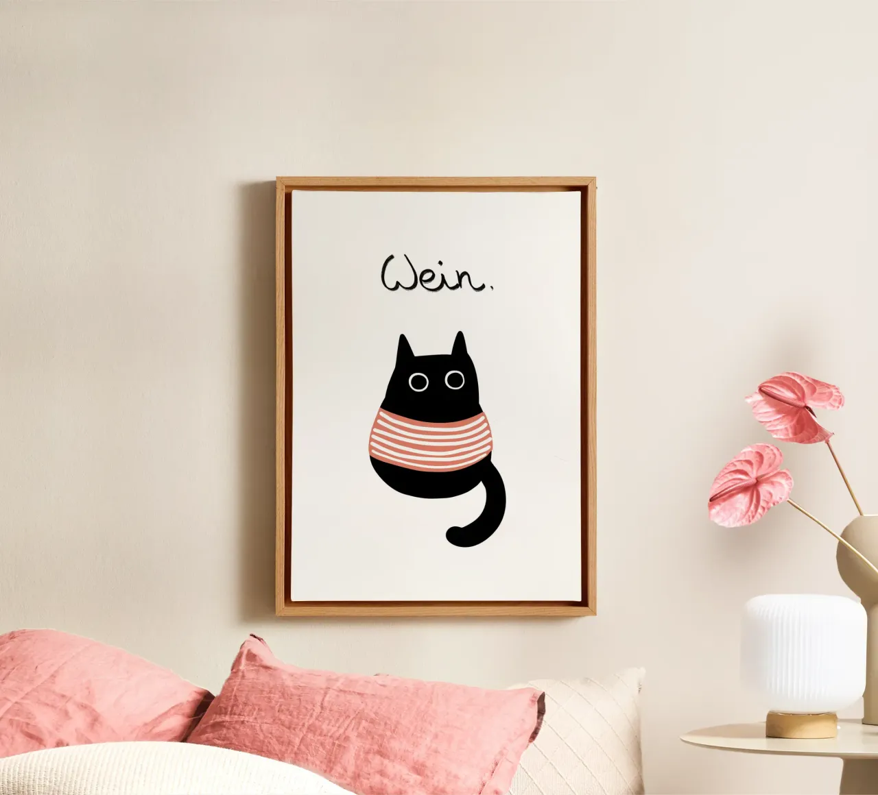 Katze - Wein tela con Cornice a cassetta da BAINAI