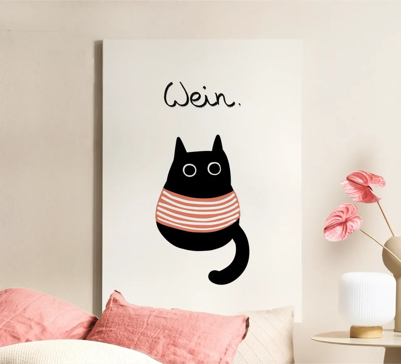 Katze - Wein tela con Cornice a cassetta da BAINAI