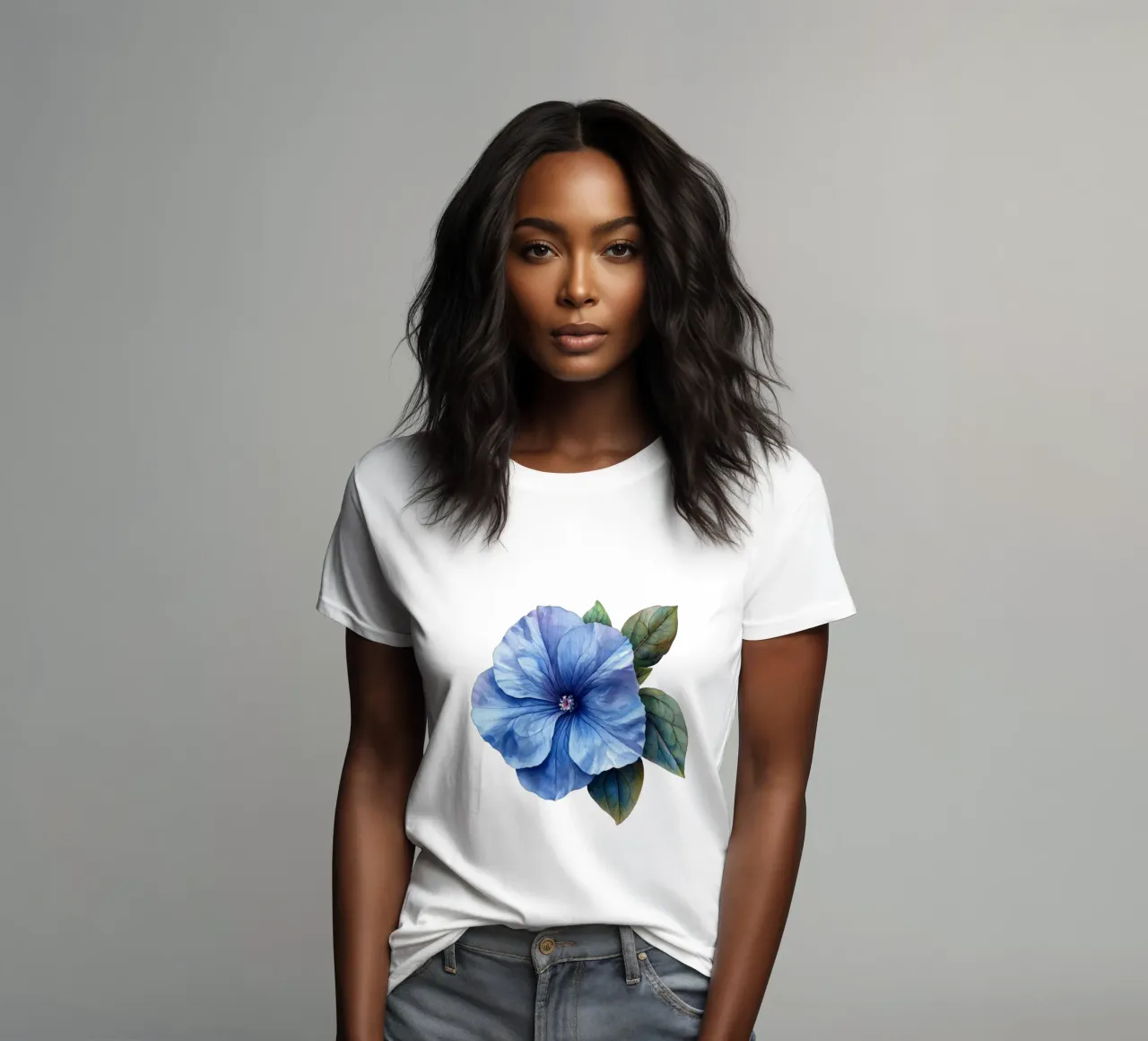 Periwinkle Flower women's fitted t-shirt by Bold Blooms