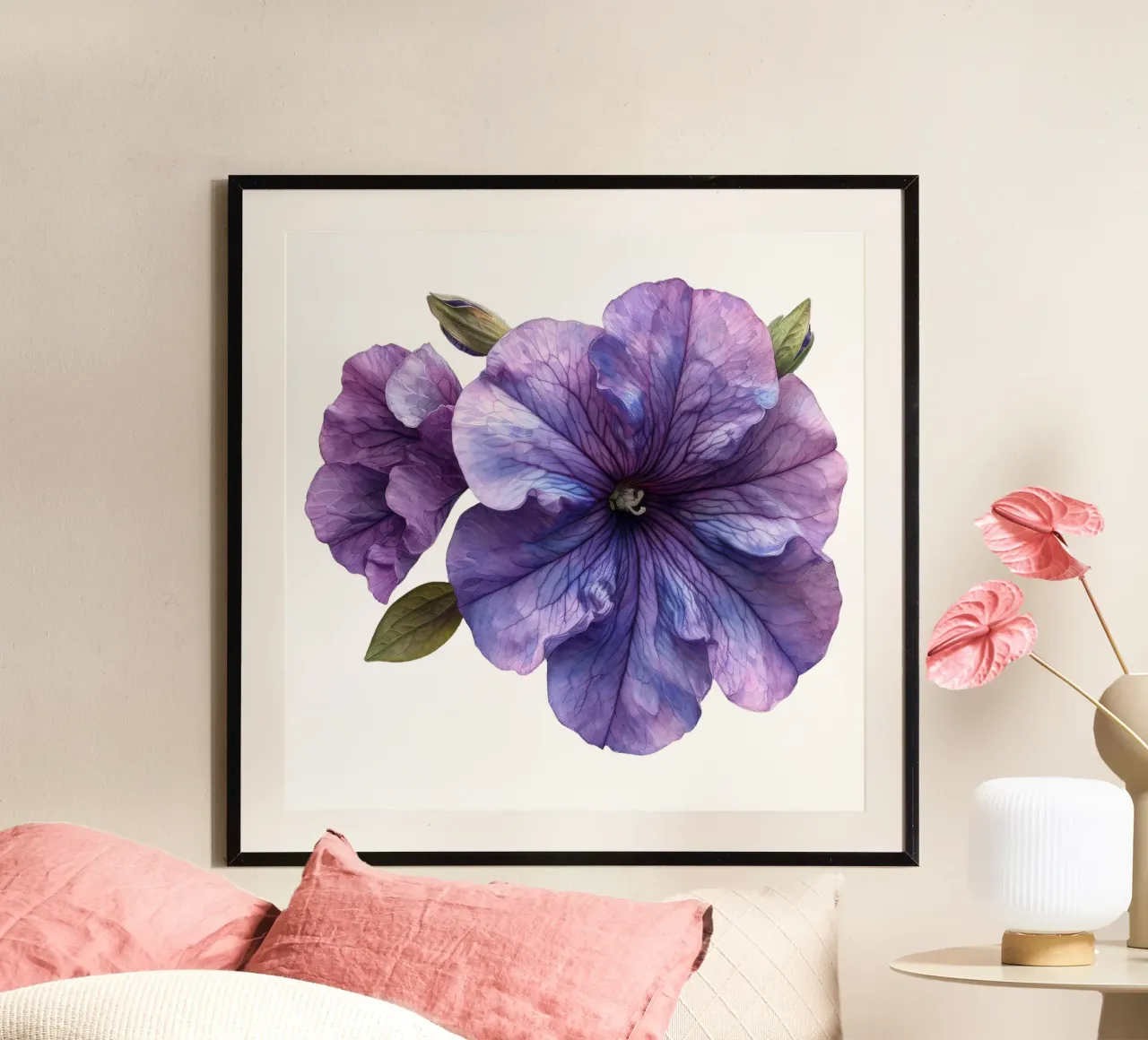 Fiore di petunia poster con telaio in plastica da Bold Blooms
