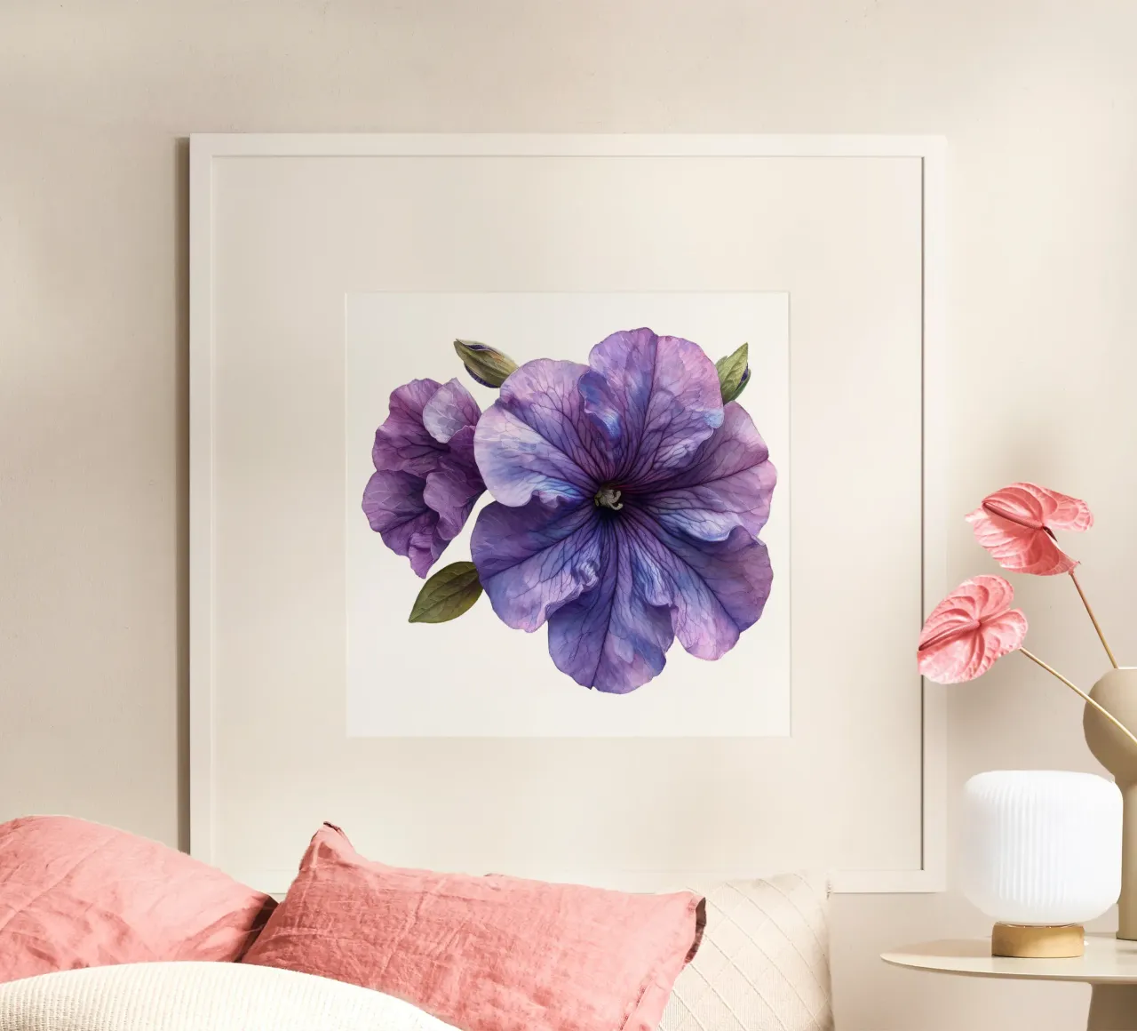 Fiore di petunia poster con telaio in plastica da Bold Blooms
