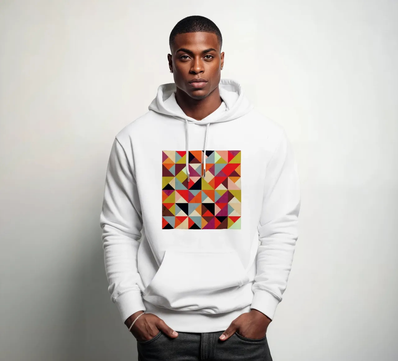 Bright Geometric Happy Pattern felpa con cappuccio da Tobe Fonseca