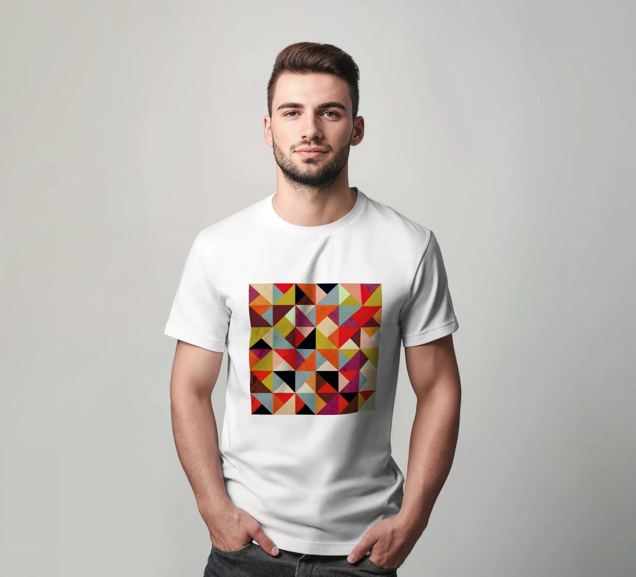 Bright Geometric Happy Pattern t-shirt da Tobe Fonseca