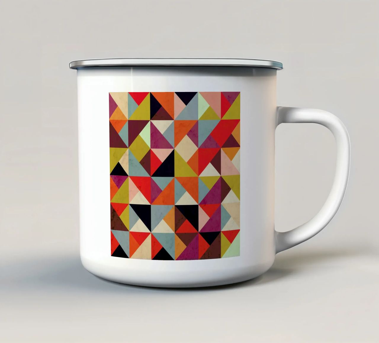 Bright Geometric Happy Pattern enamel mug by Tobe Fonseca