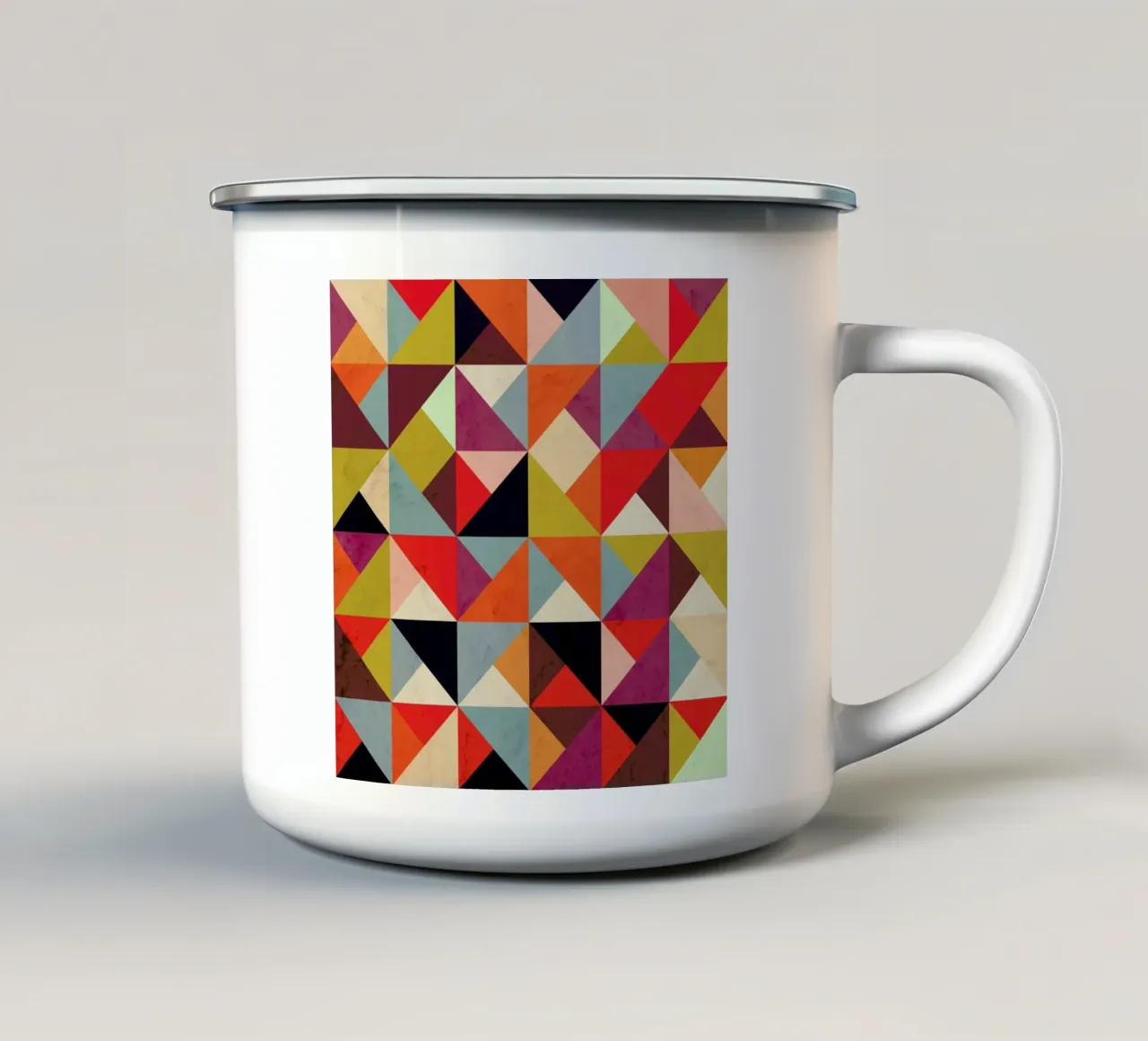 Bright Geometric Happy Pattern Emaille Tasse von Tobe Fonseca