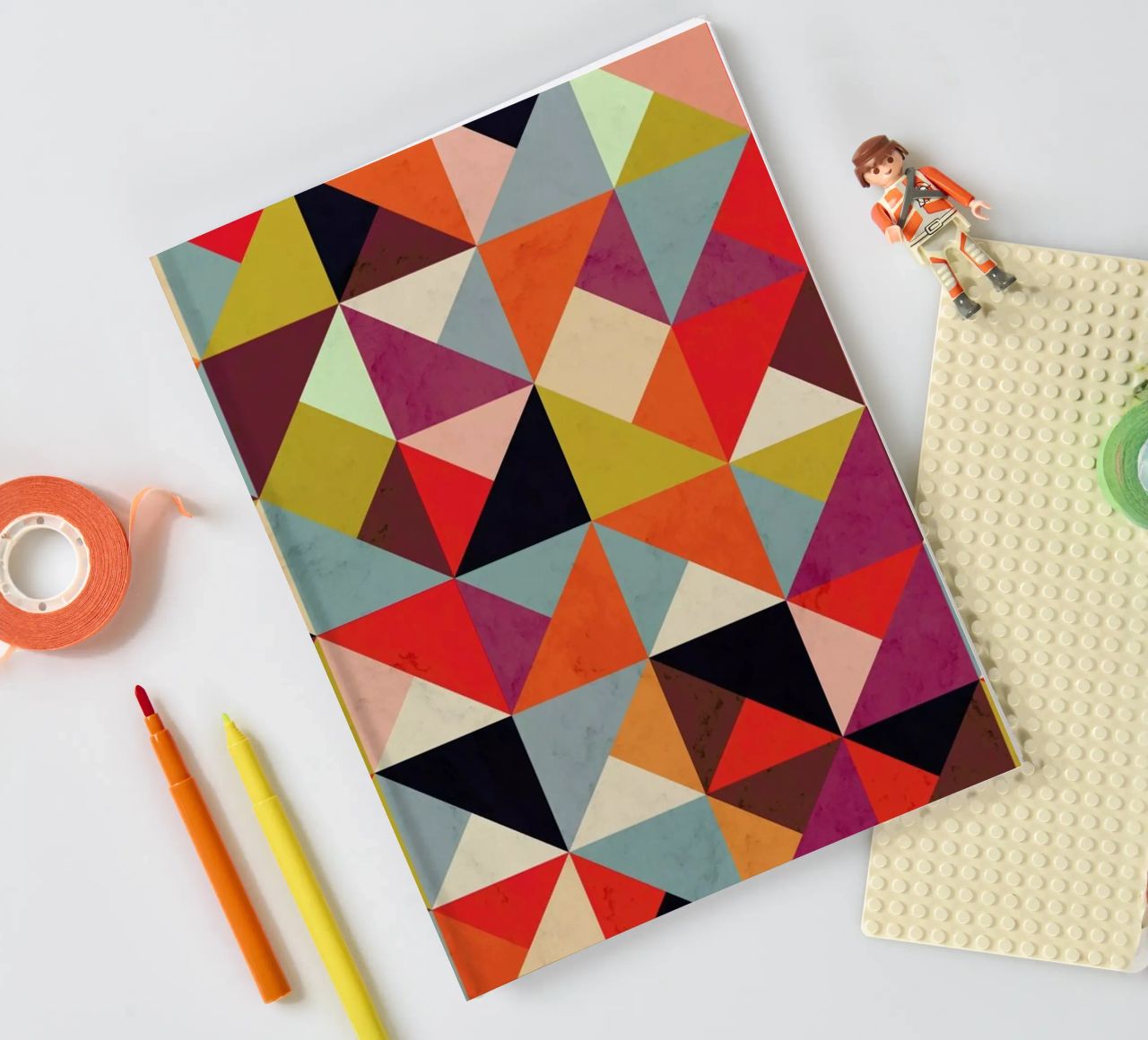 Bright Geometric Happy Pattern notebook by Tobe Fonseca