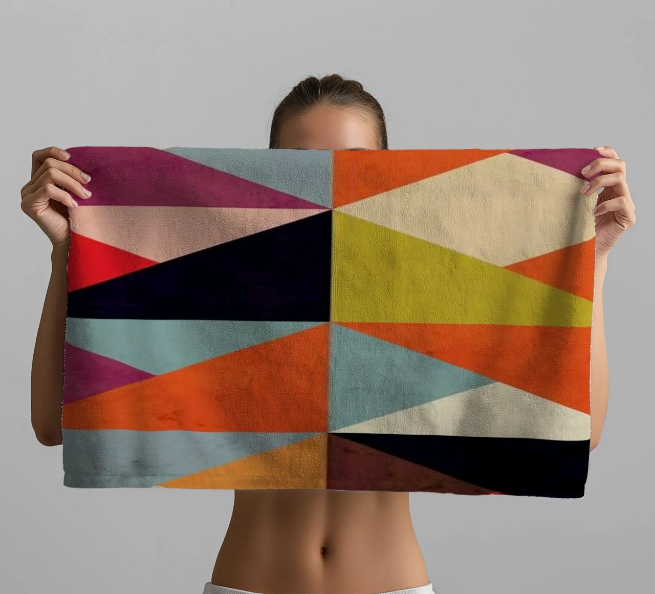 Bright Geometric Happy Pattern towel by Tobe Fonseca