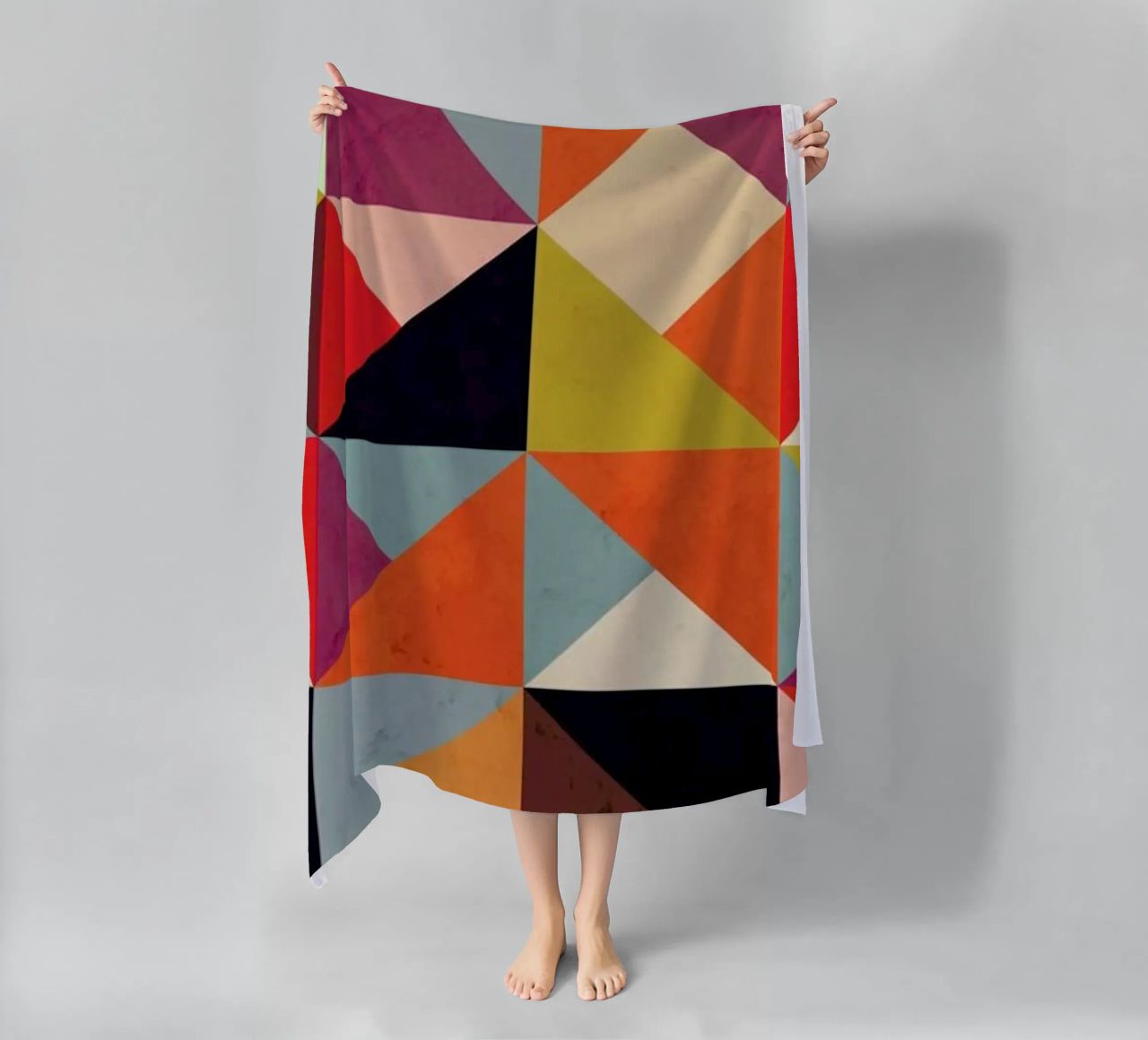 Bright Geometric Happy Pattern beach towel by Tobe Fonseca