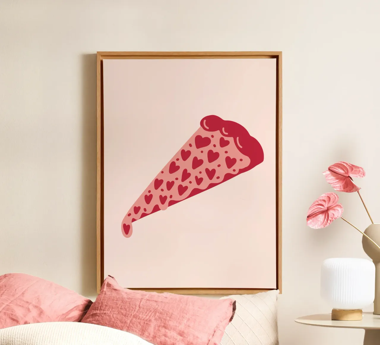 Pizza with extra Love tela con Cornice a cassetta da Illustration Raissa Oltmanns