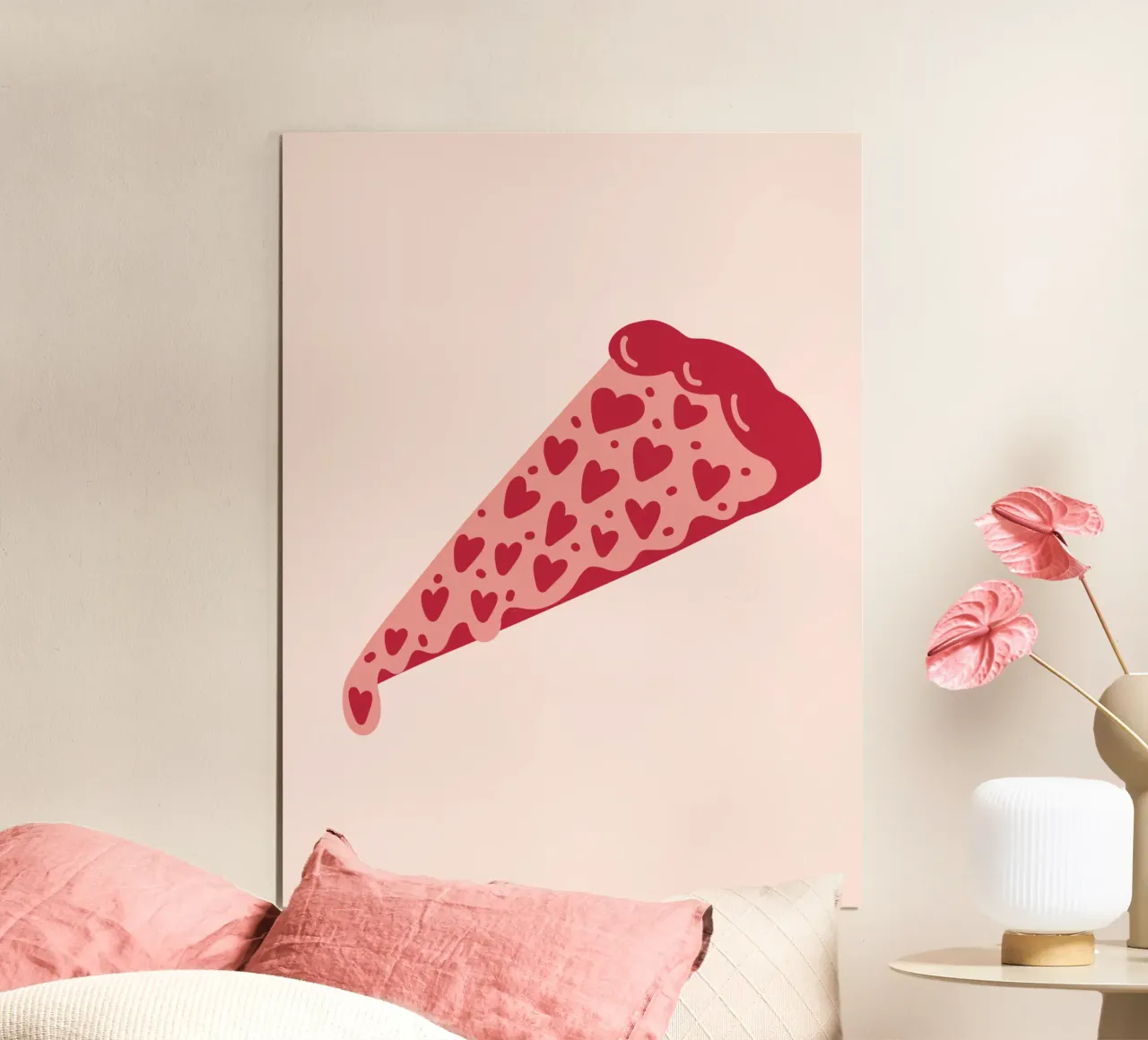 Pizza with extra Love poster con telaio in alluminio da Illustration Raissa Oltmanns