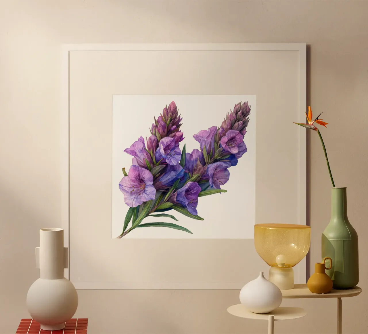 Physostegia Flower poster con telaio in legno da Bold Blooms