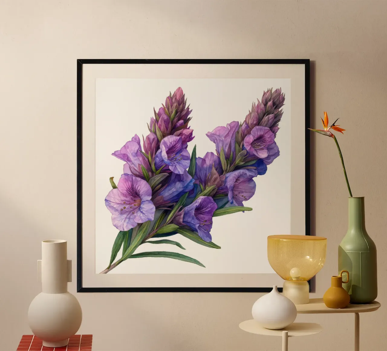 Physostegia Flower poster con telaio in legno da Bold Blooms