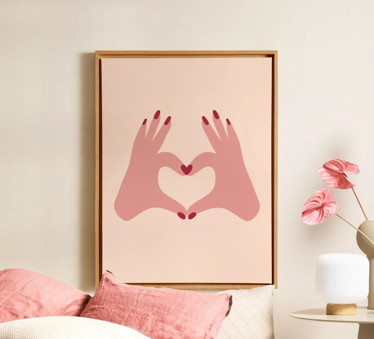 Liebe geht raus canvas met Baklijst van Illustration Raissa Oltmanns
