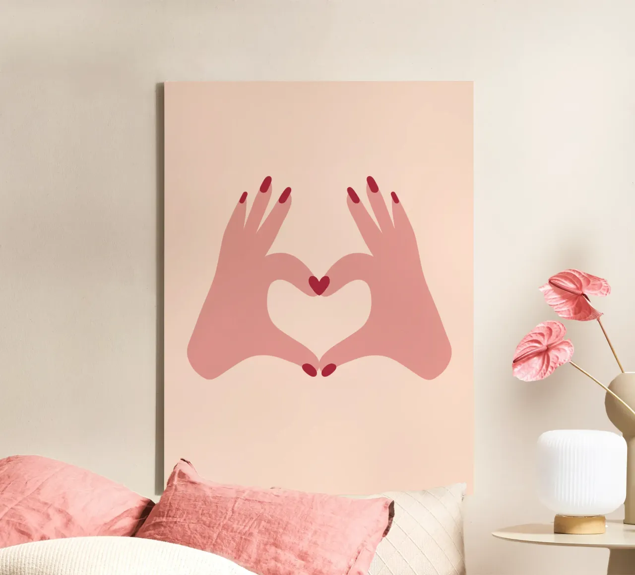 Liebe geht raus canvas met Baklijst van Illustration Raissa Oltmanns