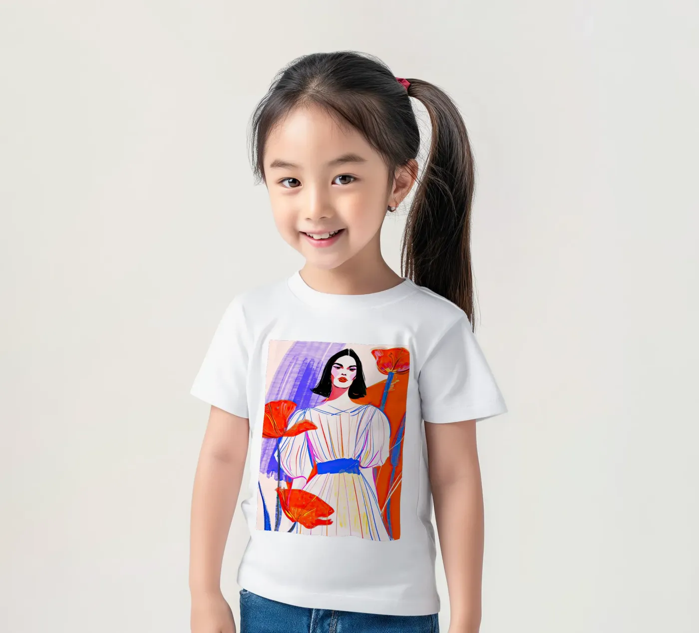 Donna e papaveri t-shirt bambini da DaarbyN