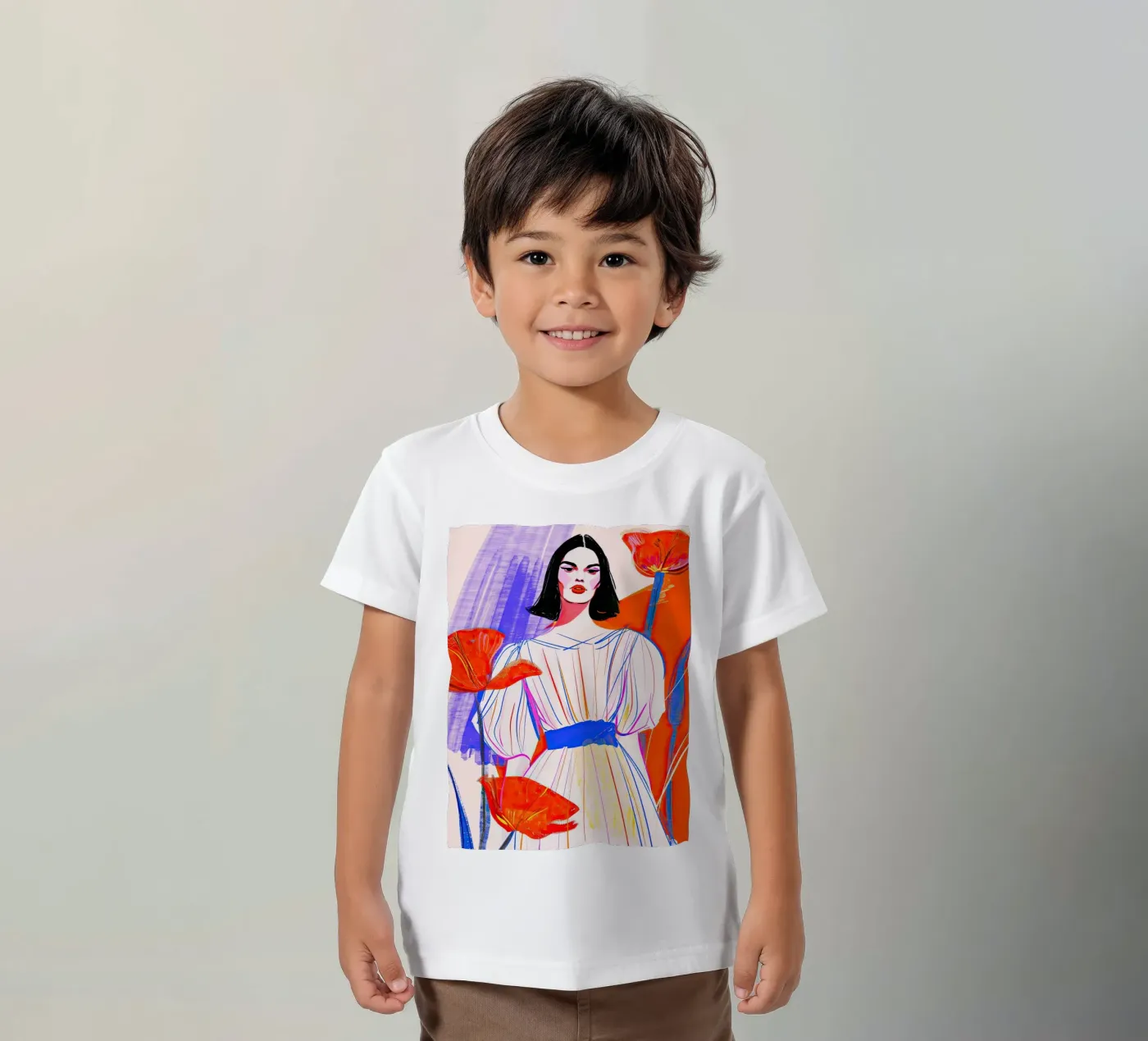 Donna e papaveri t-shirt bambini da DaarbyN