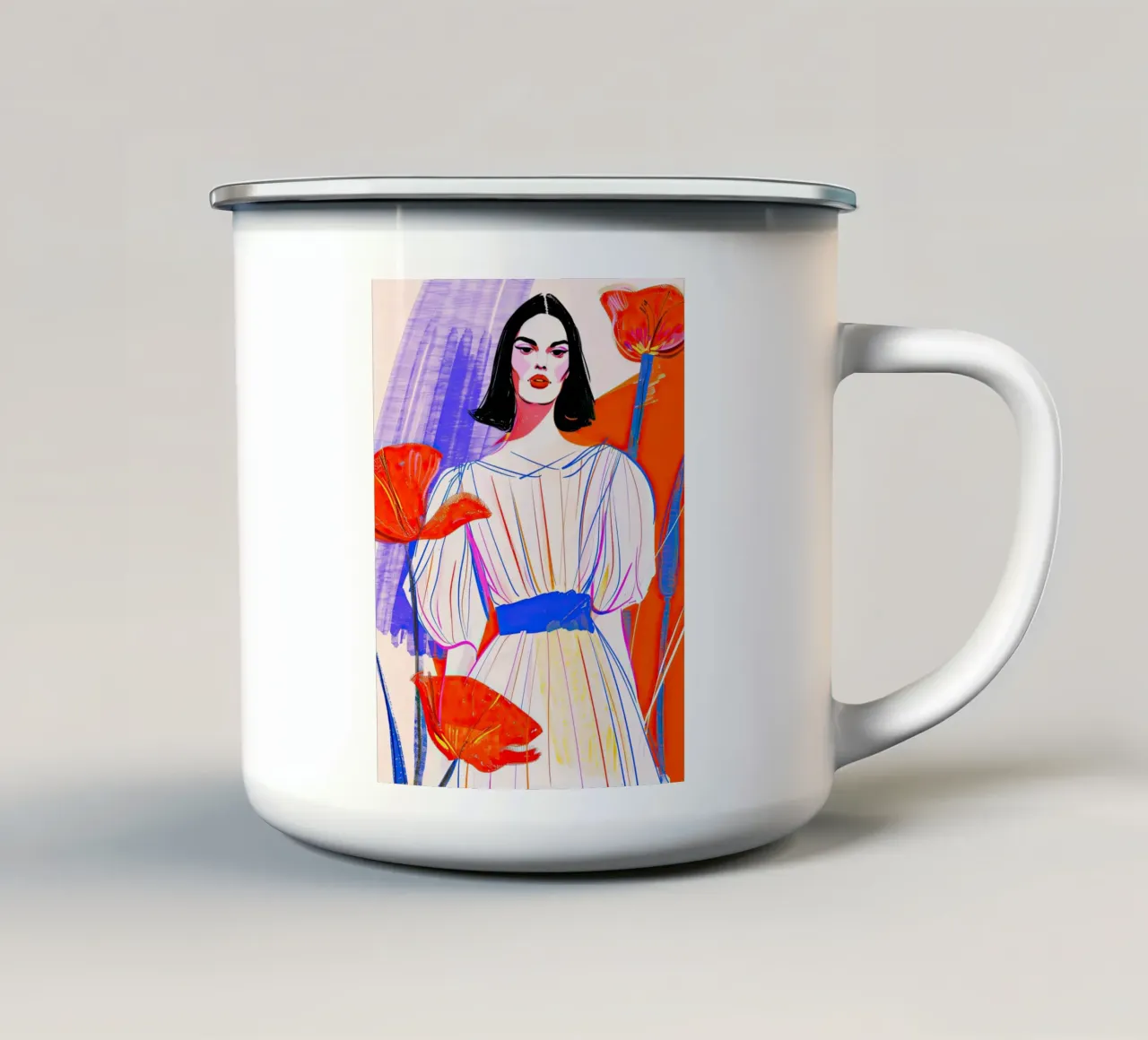 Donna e papaveri tazza in smalto da DaarbyN