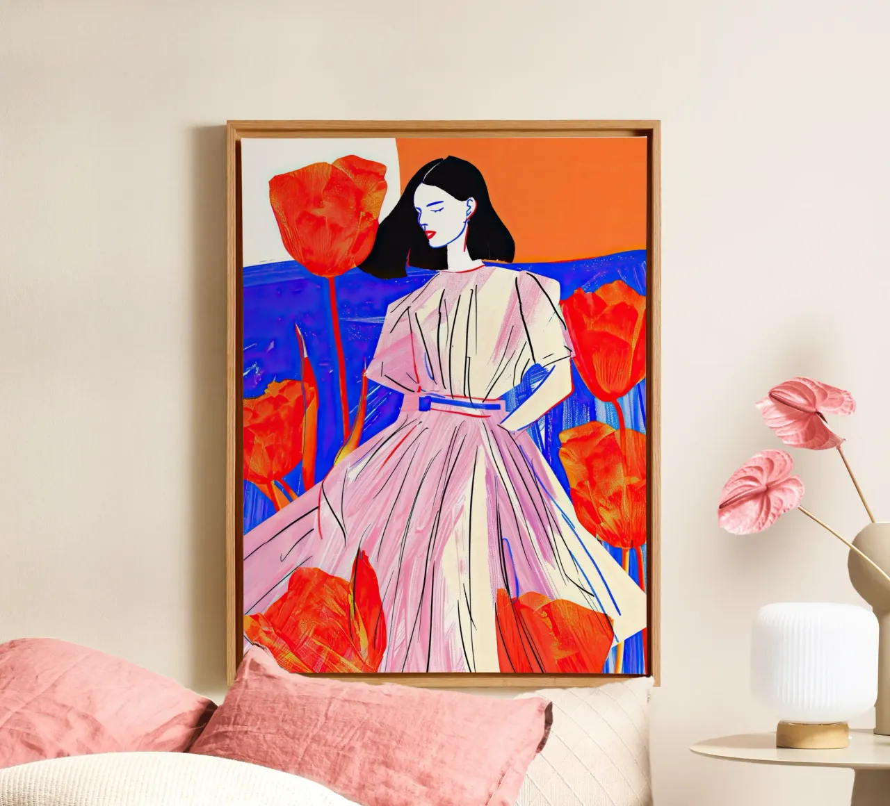 Woman and Poppies canvas by DaarbyN