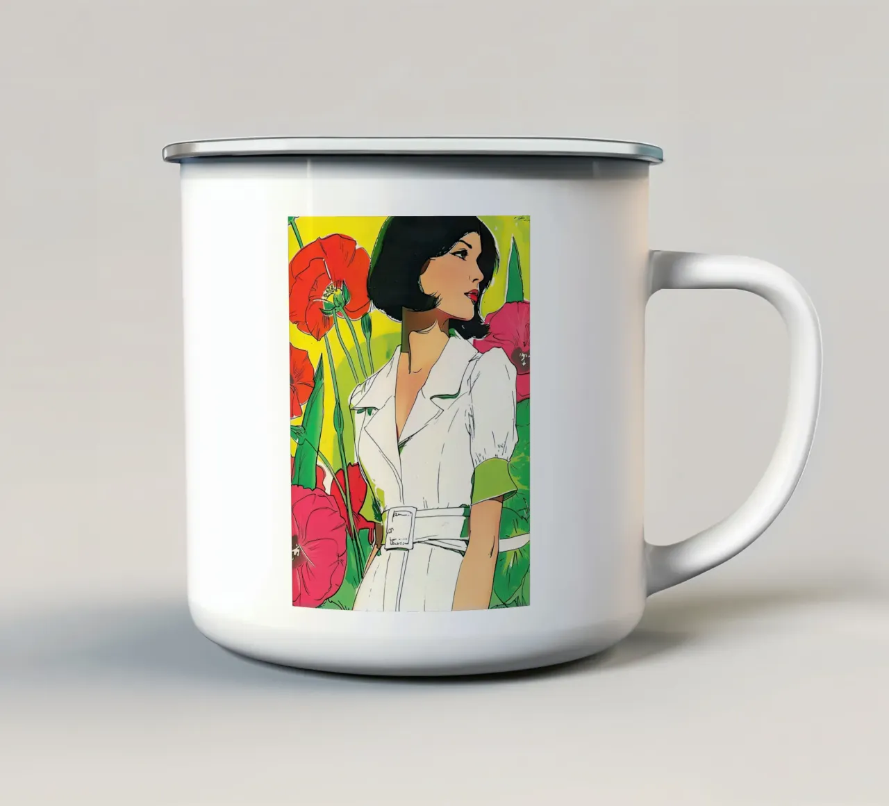Donna e papaveri tazza in smalto da DaarbyN