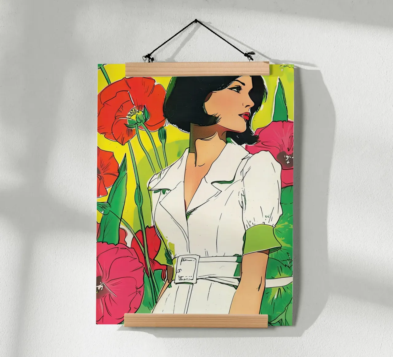 Donna e papaveri poster con telaio in plastica da DaarbyN