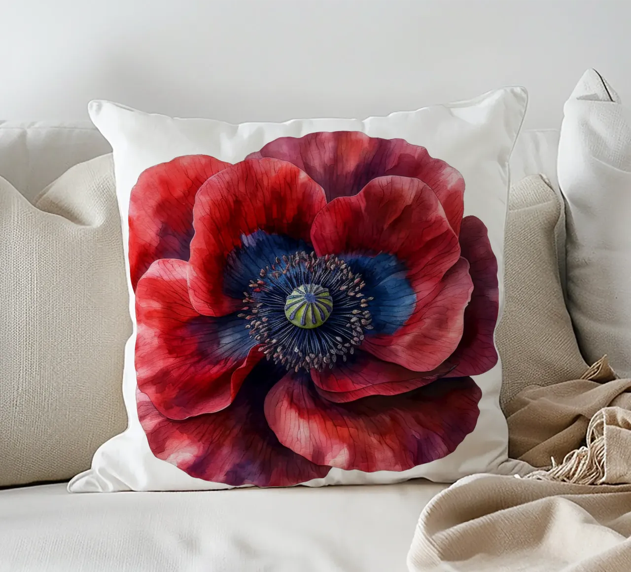Poppy Flower decorative cushion by Bold Blooms