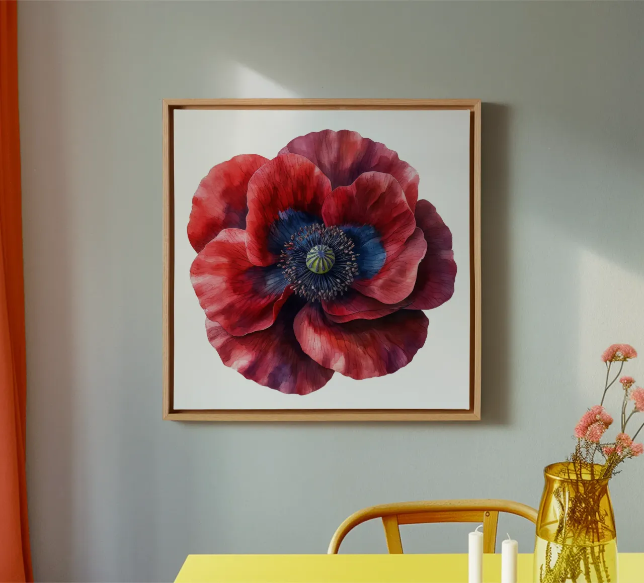 Klaproos Bloem canvas met Baklijst van Bold Blooms