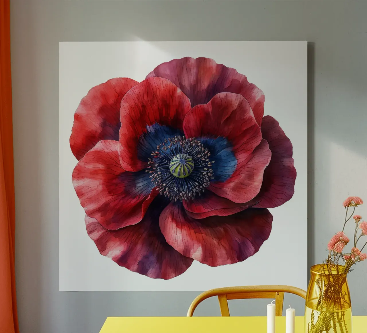 Klaproos Bloem canvas met Baklijst van Bold Blooms