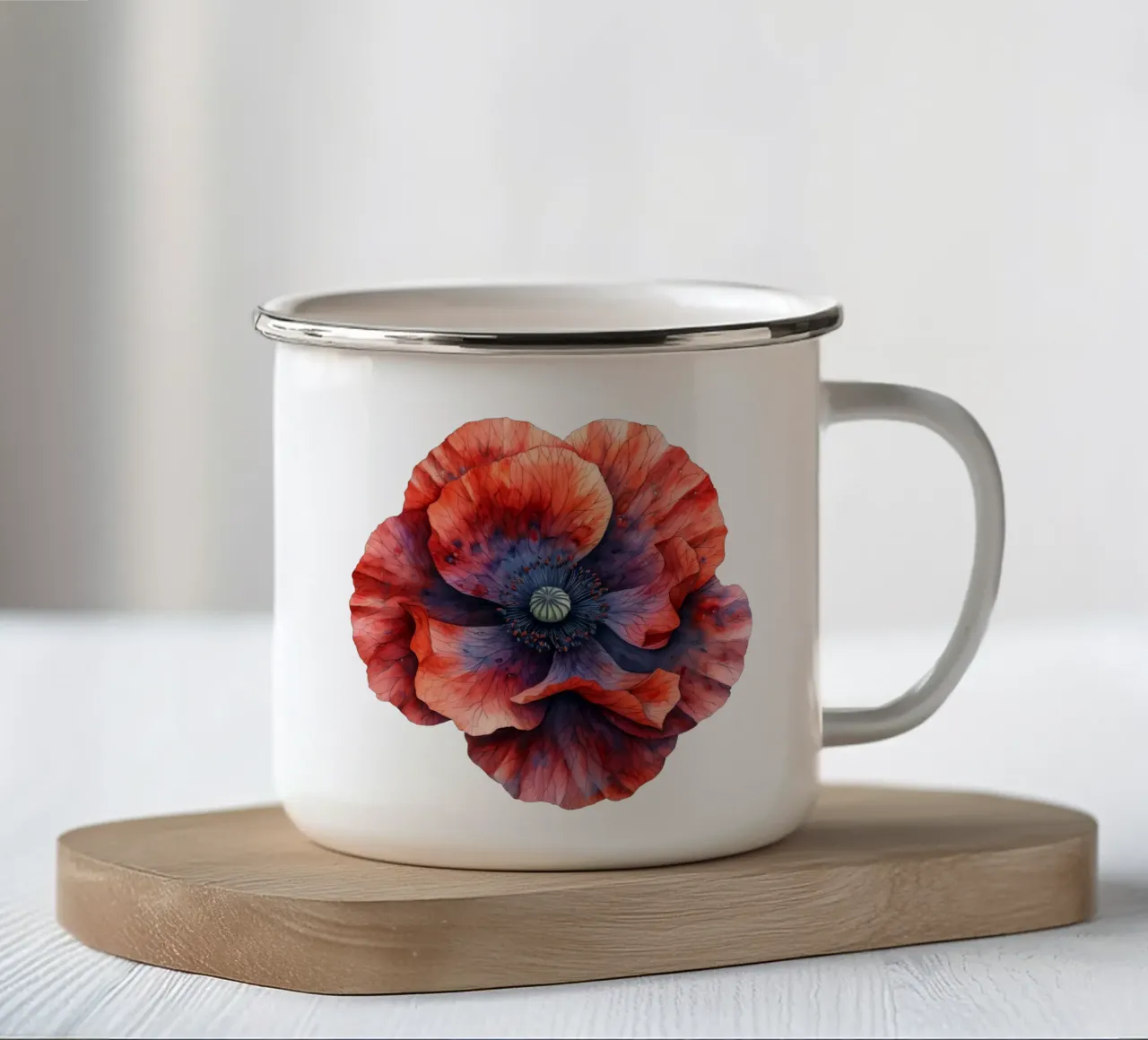 Fiore di papavero tazza in smalto da Bold Blooms