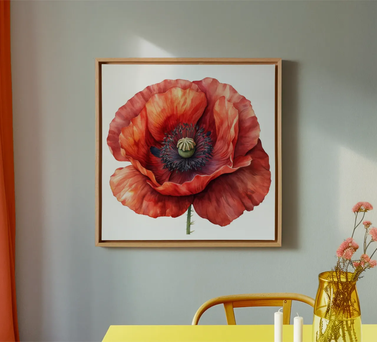 Klaproos Bloem canvas met Baklijst van Bold Blooms