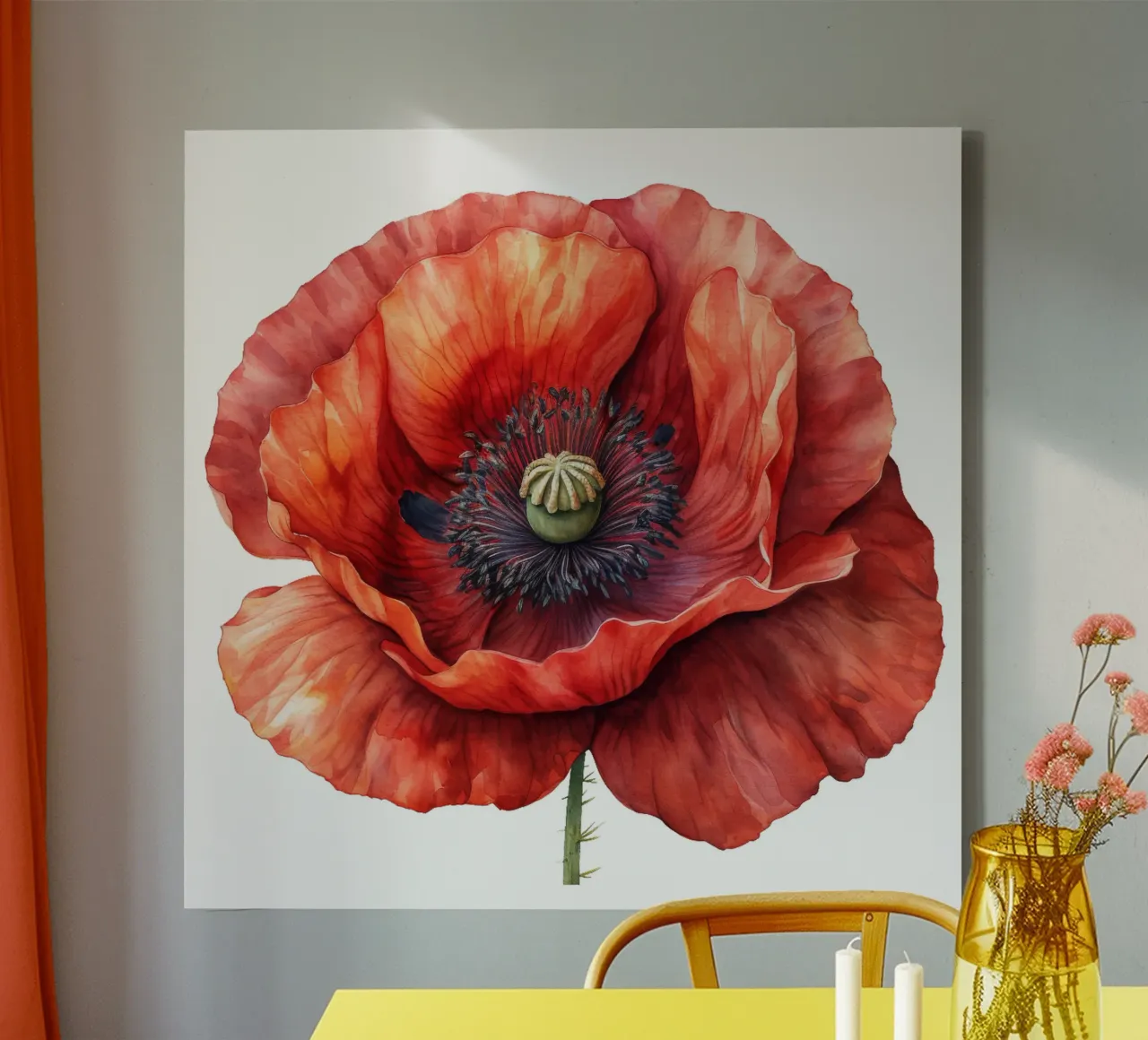 Klaproos Bloem canvas met Baklijst van Bold Blooms