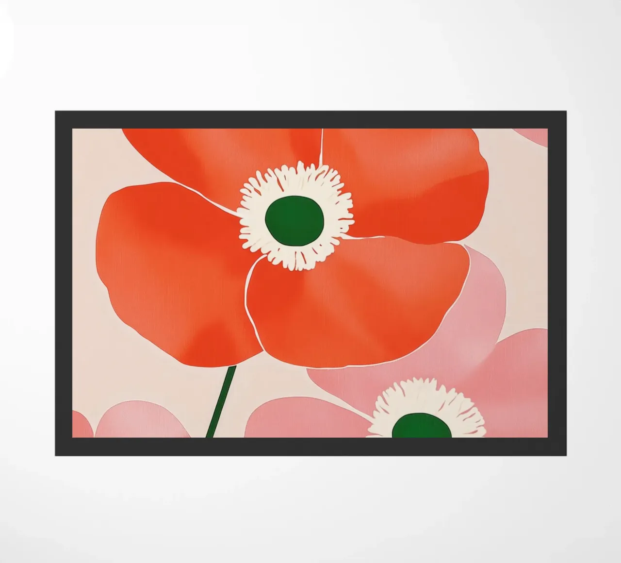 Kleurrijke klaproos Preppy Abstracte Bloem Vintage Botanische Kunst deurmat van Gentle Echoes Art