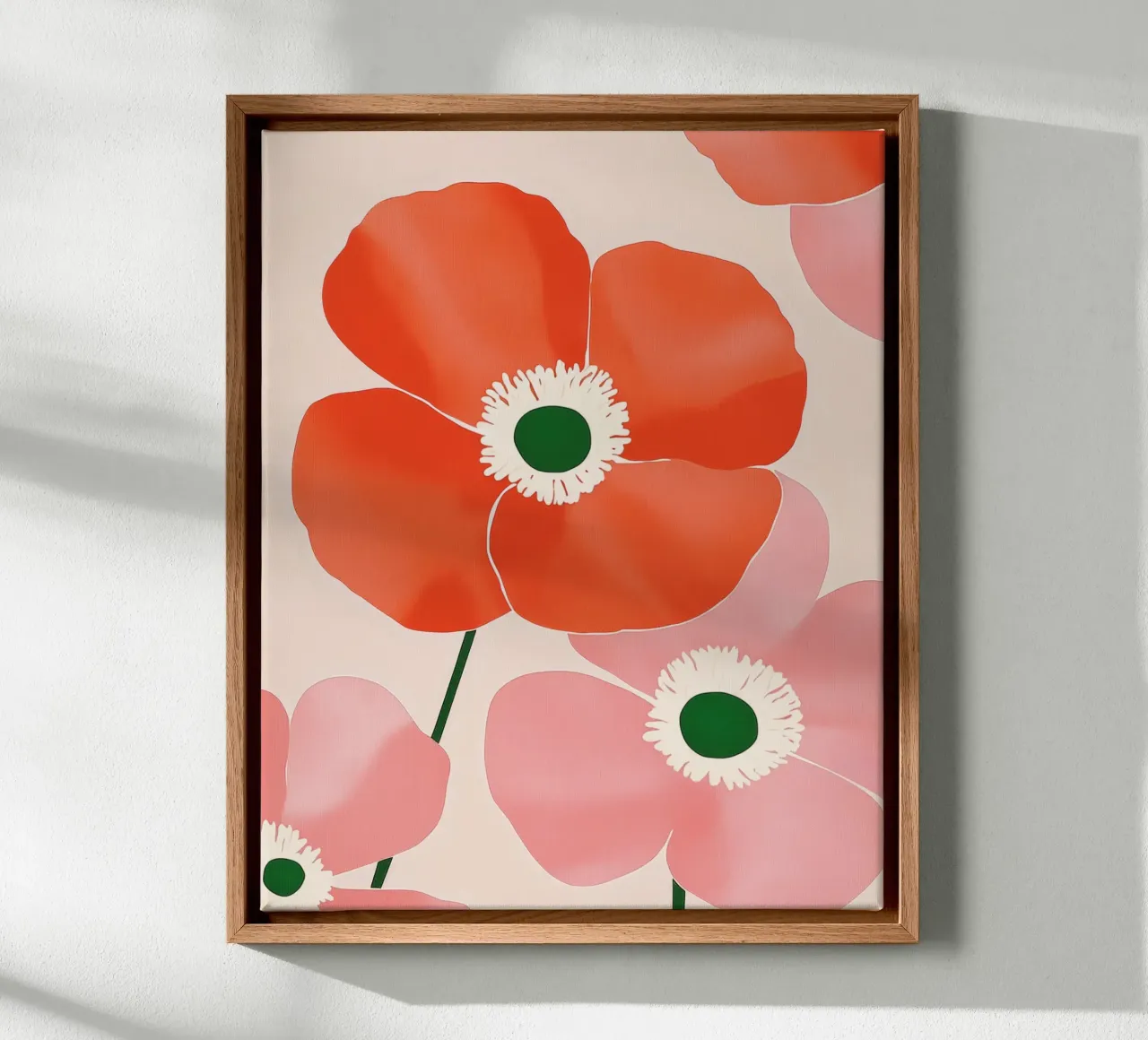 Kleurrijke klaproos Preppy Abstracte Bloem Vintage Botanische Kunst canvas met Baklijst van Gentle Echoes Art