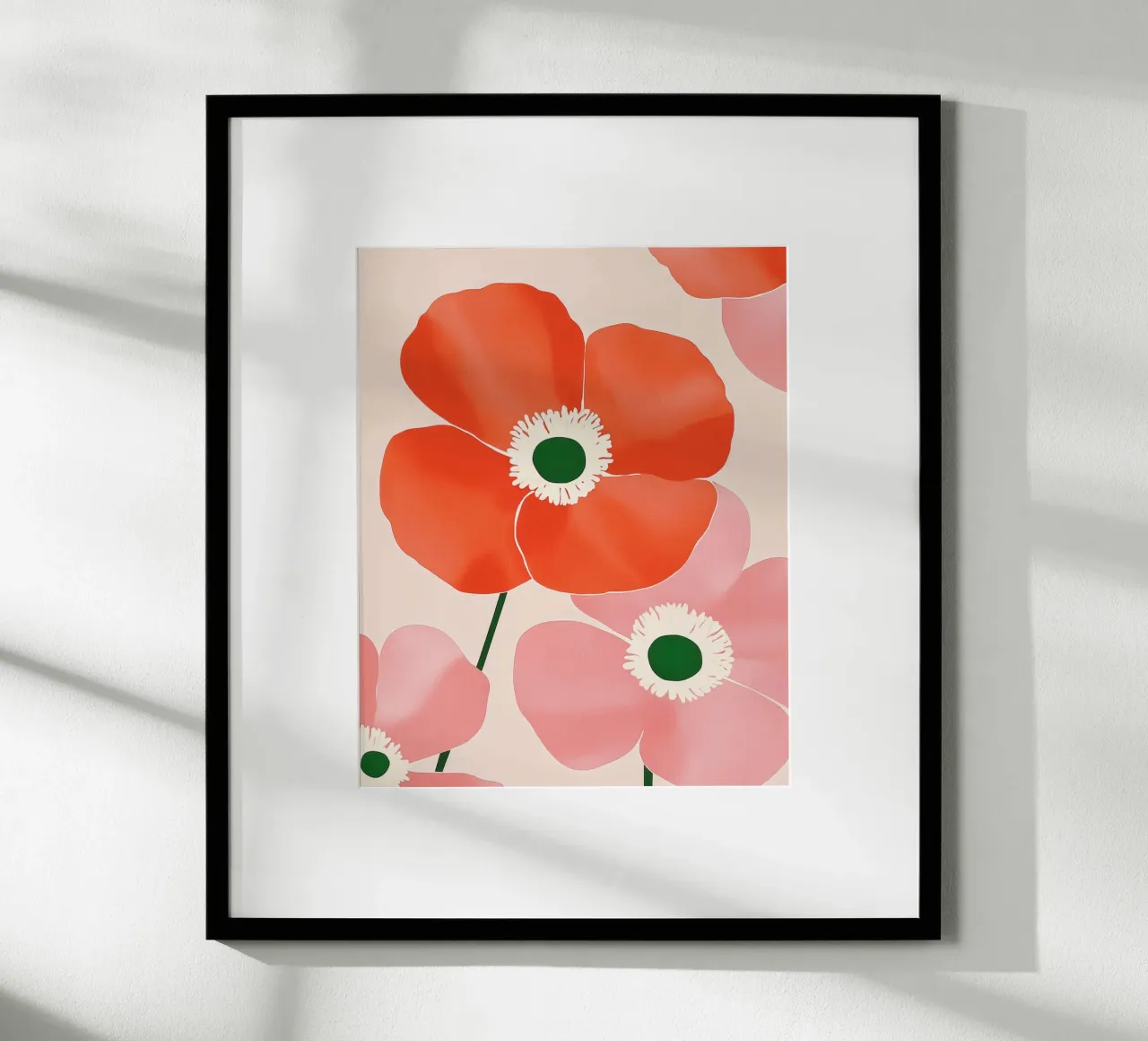 Kleurrijke klaproos Preppy Abstracte Bloem Vintage Botanische Kunst hahnemühle van Gentle Echoes Art