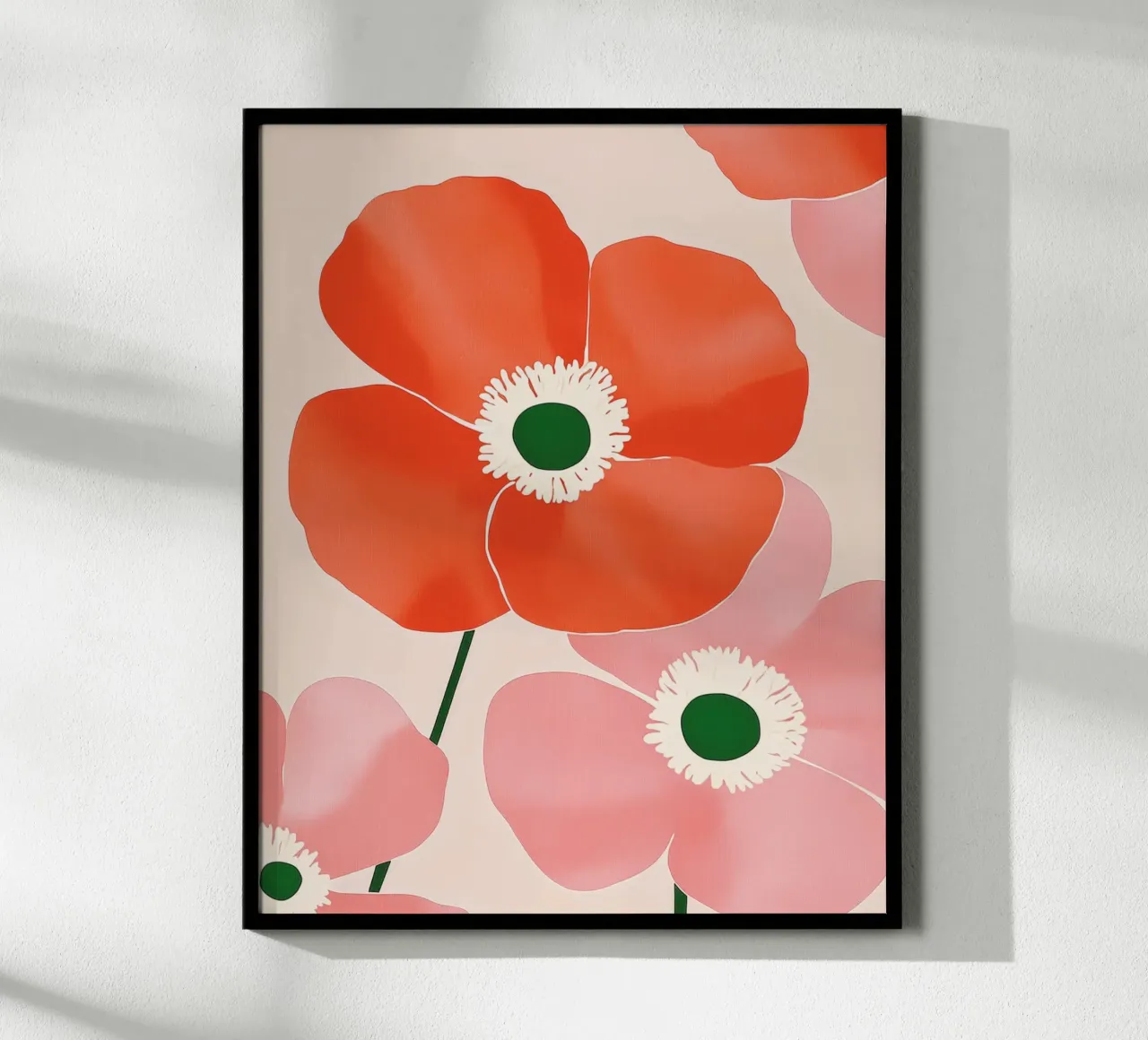 Kleurrijke klaproos Preppy Abstracte Bloem Vintage Botanische Kunst hahnemühle van Gentle Echoes Art