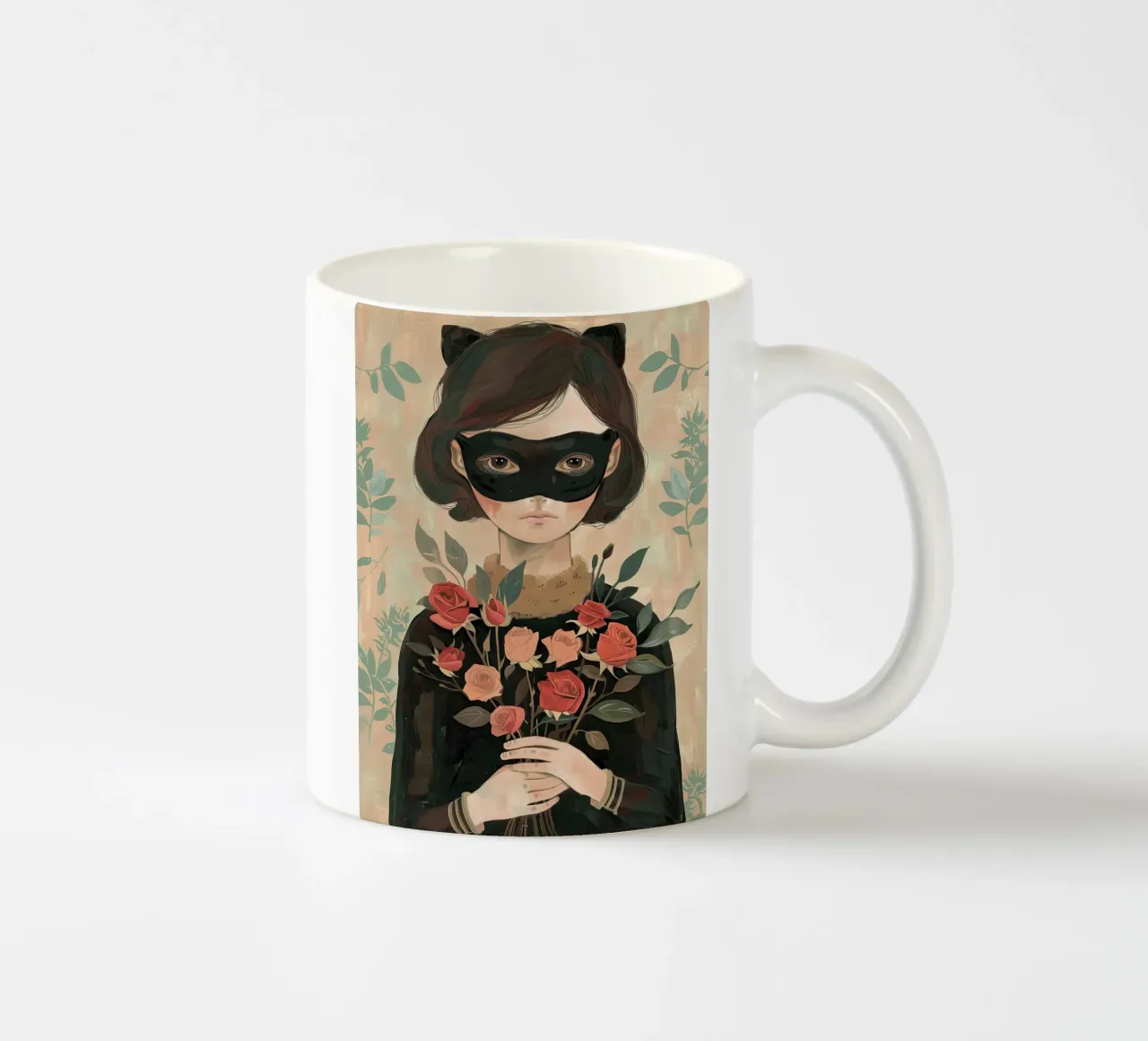 Ragazza con rose rosse tazza in ceramica da DaarbyN