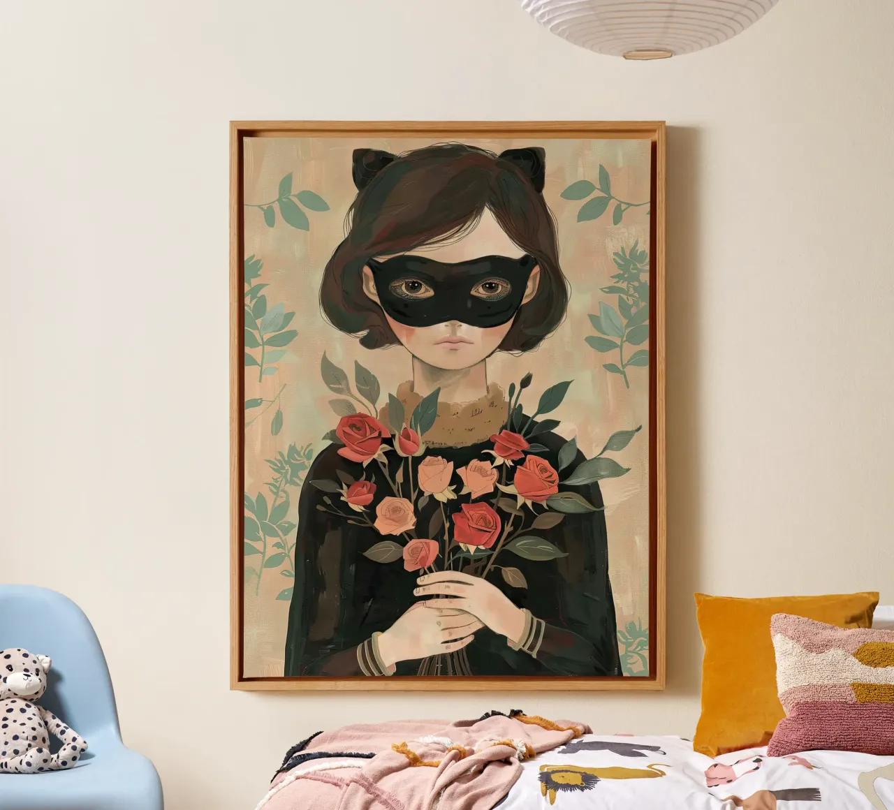 Ragazza con rose rosse tela con Cornice a cassetta da DaarbyN