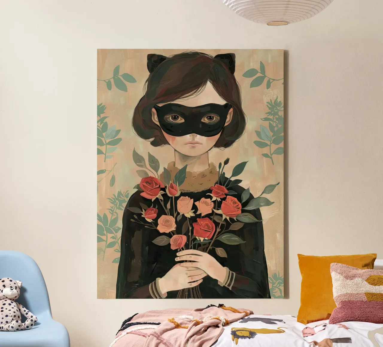 Ragazza con rose rosse tela con Cornice a cassetta da DaarbyN