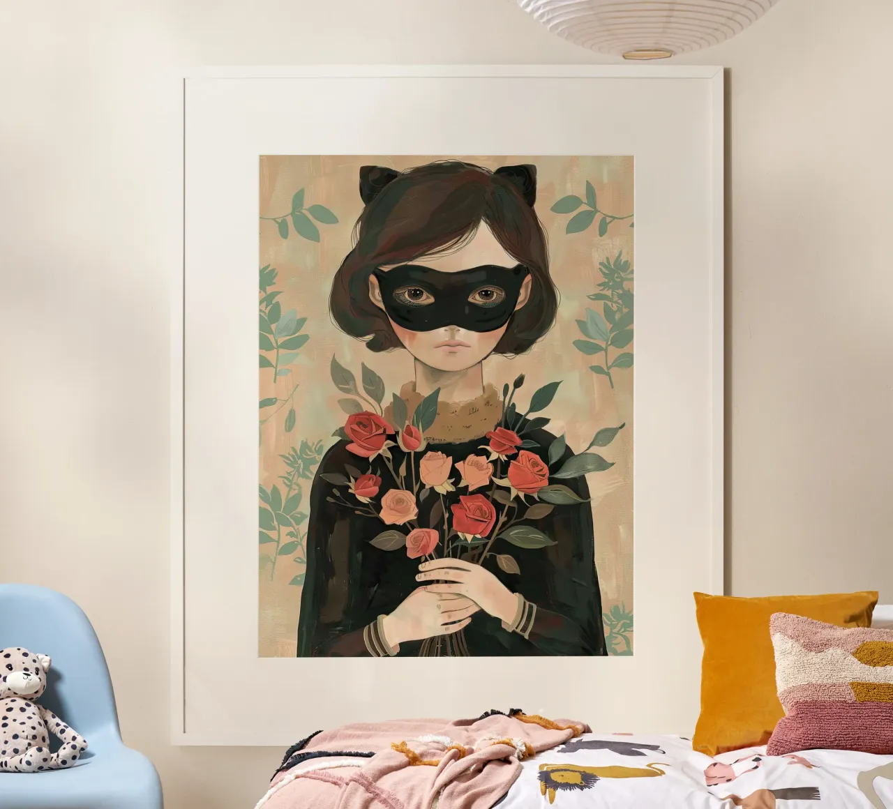 Ragazza con rose rosse poster con telaio in alluminio da DaarbyN