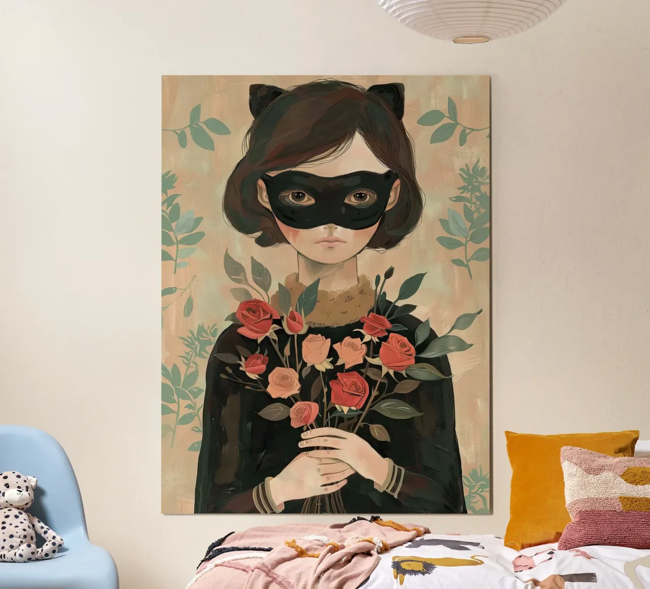 Ragazza con rose rosse poster con telaio in alluminio da DaarbyN