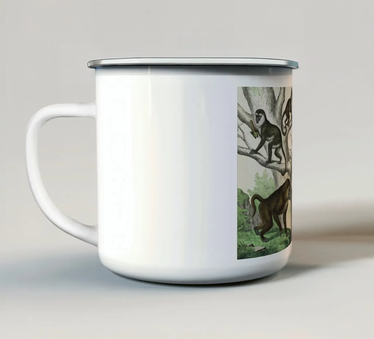 Vintage Schubert 1 Affen 2 tazza in smalto da Vintage Print Collection