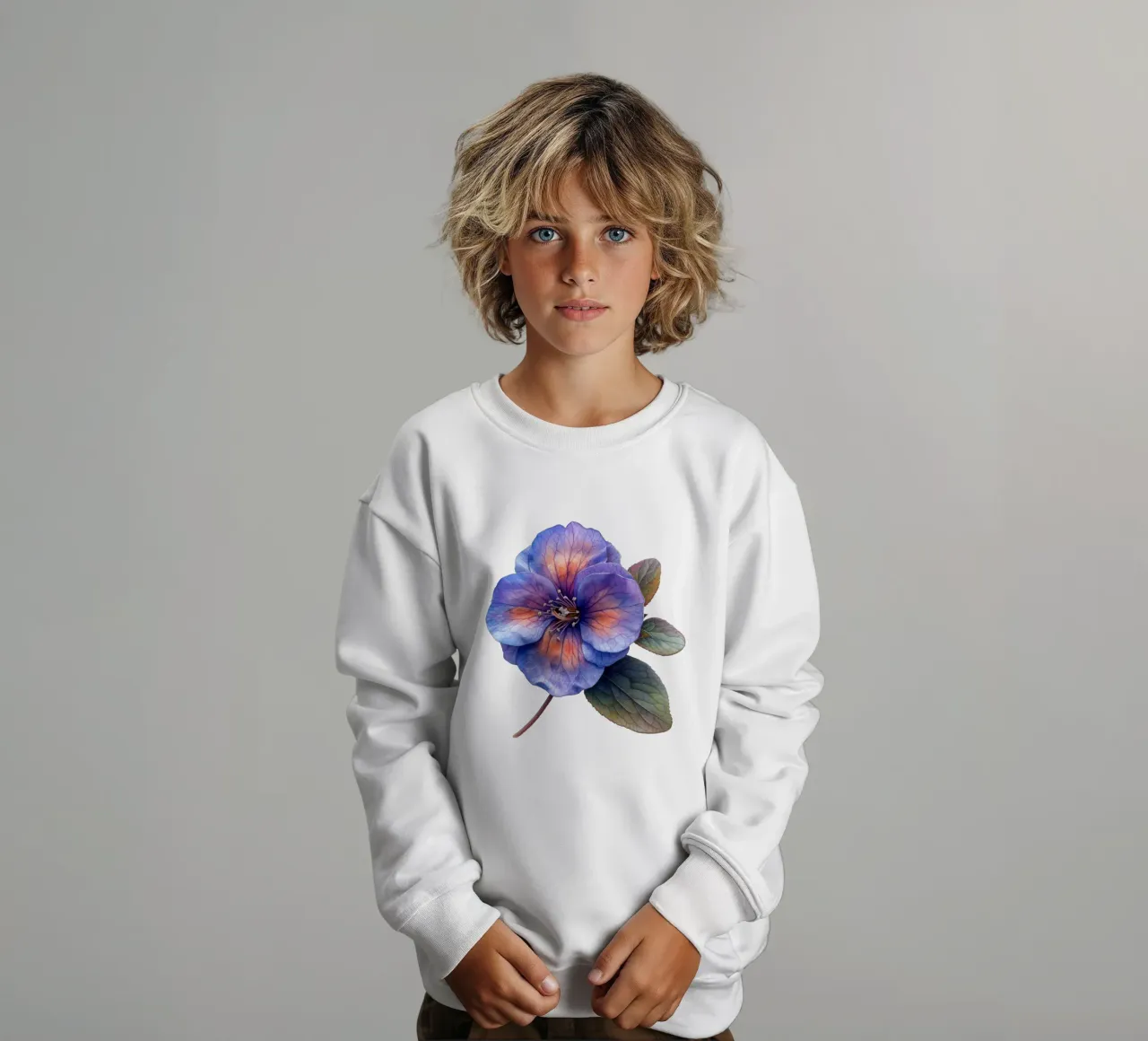 Pulmonaria-Blüte Kinder Sweatshirt von Bold Blooms