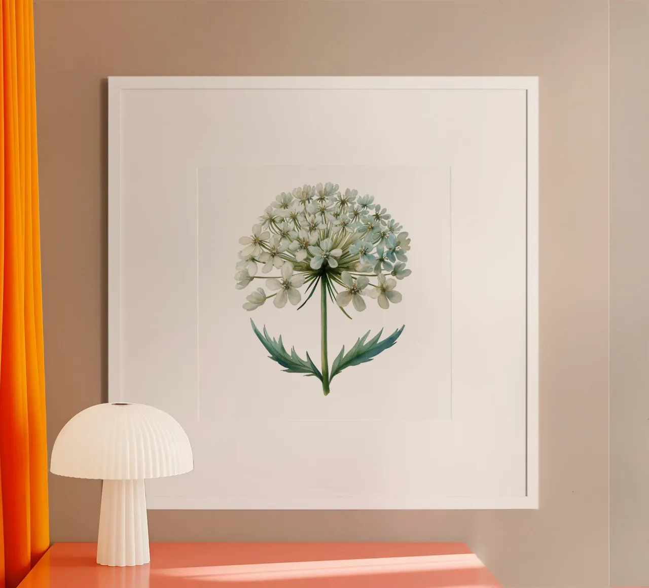 Fiore in pizzo Queen Annes poster con telaio in legno da Bold Blooms