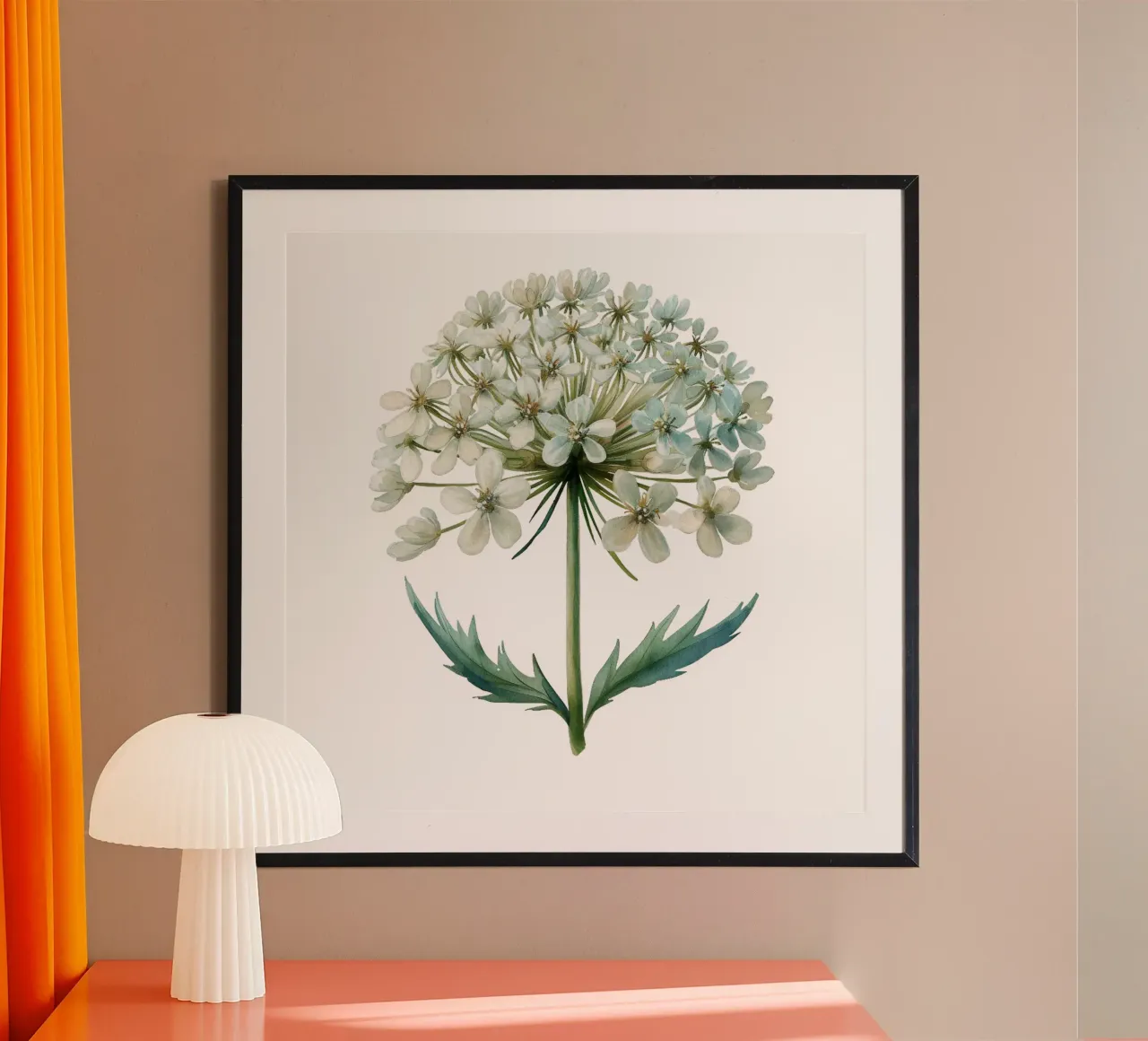 Fiore in pizzo Queen Annes poster con telaio in legno da Bold Blooms