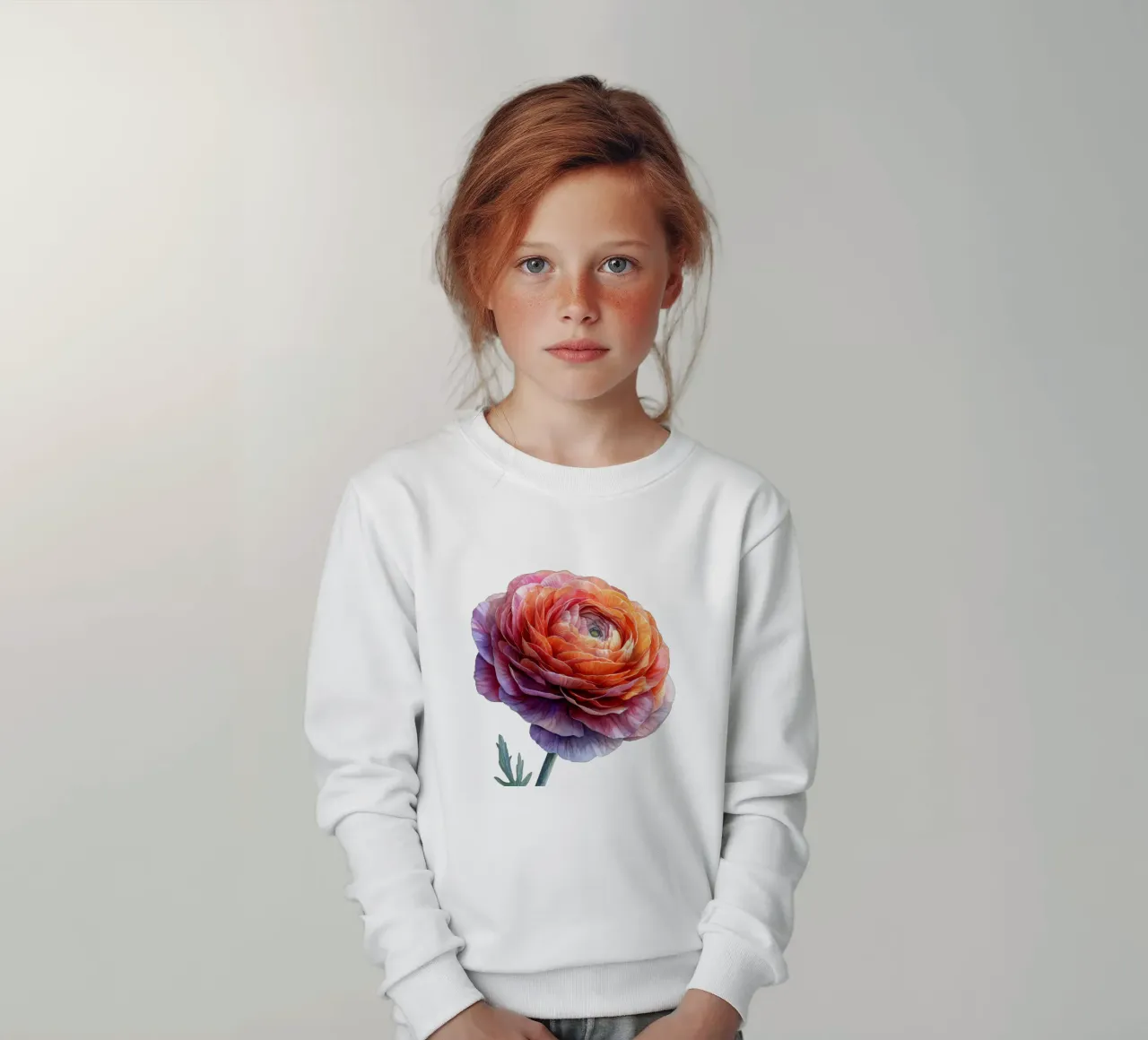 Ranunculus Flower kids sweatshirt by Bold Blooms
