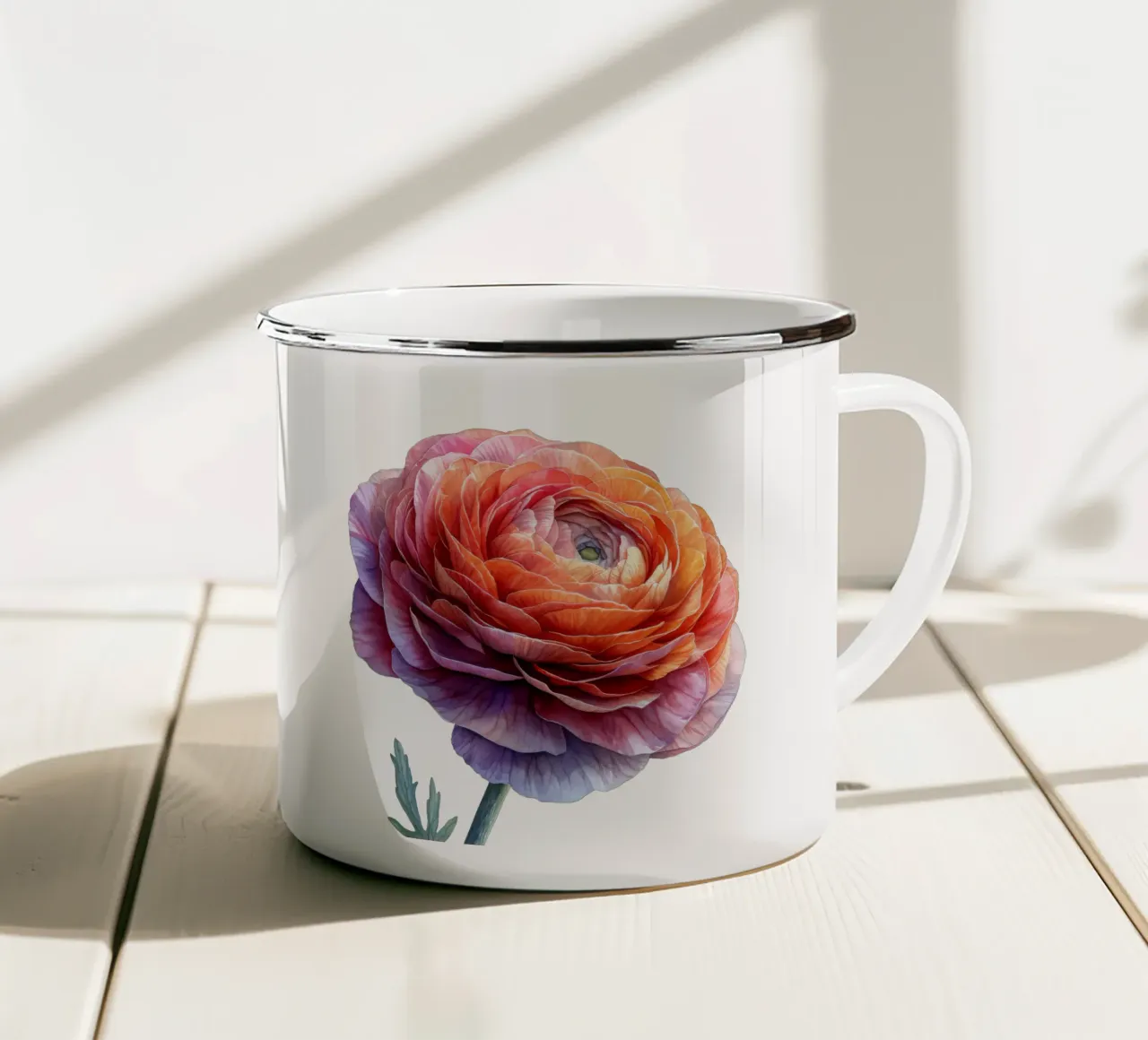 Fiore di ranuncolo tazza in smalto da Bold Blooms