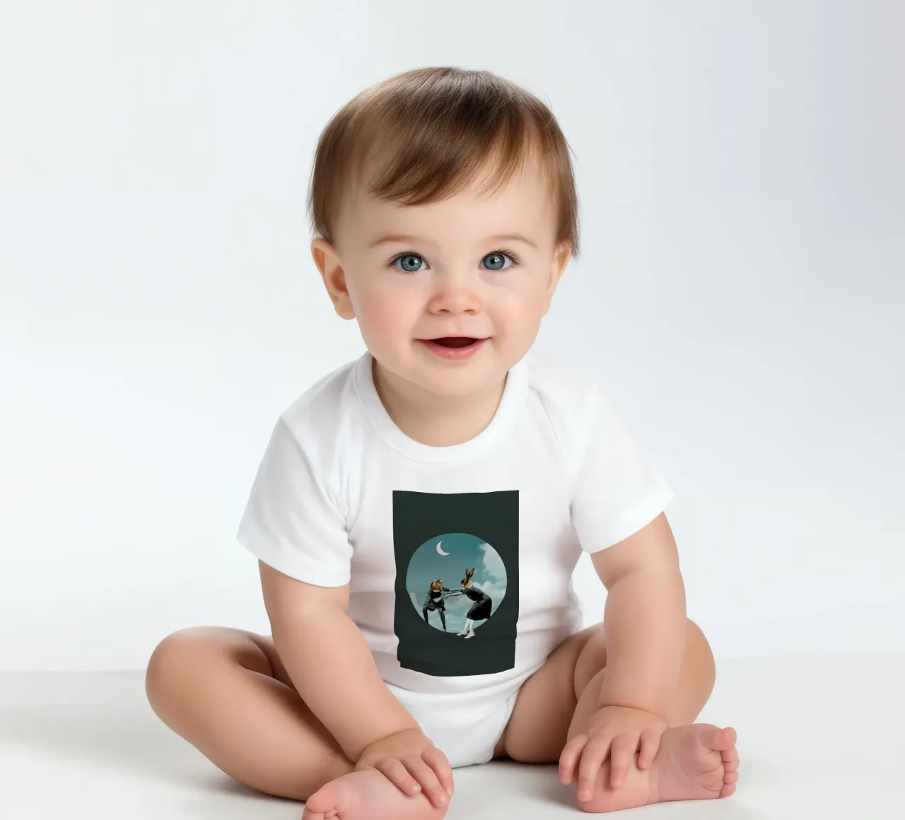 Chase the Night short-sleeve baby romper by Maarten Léon