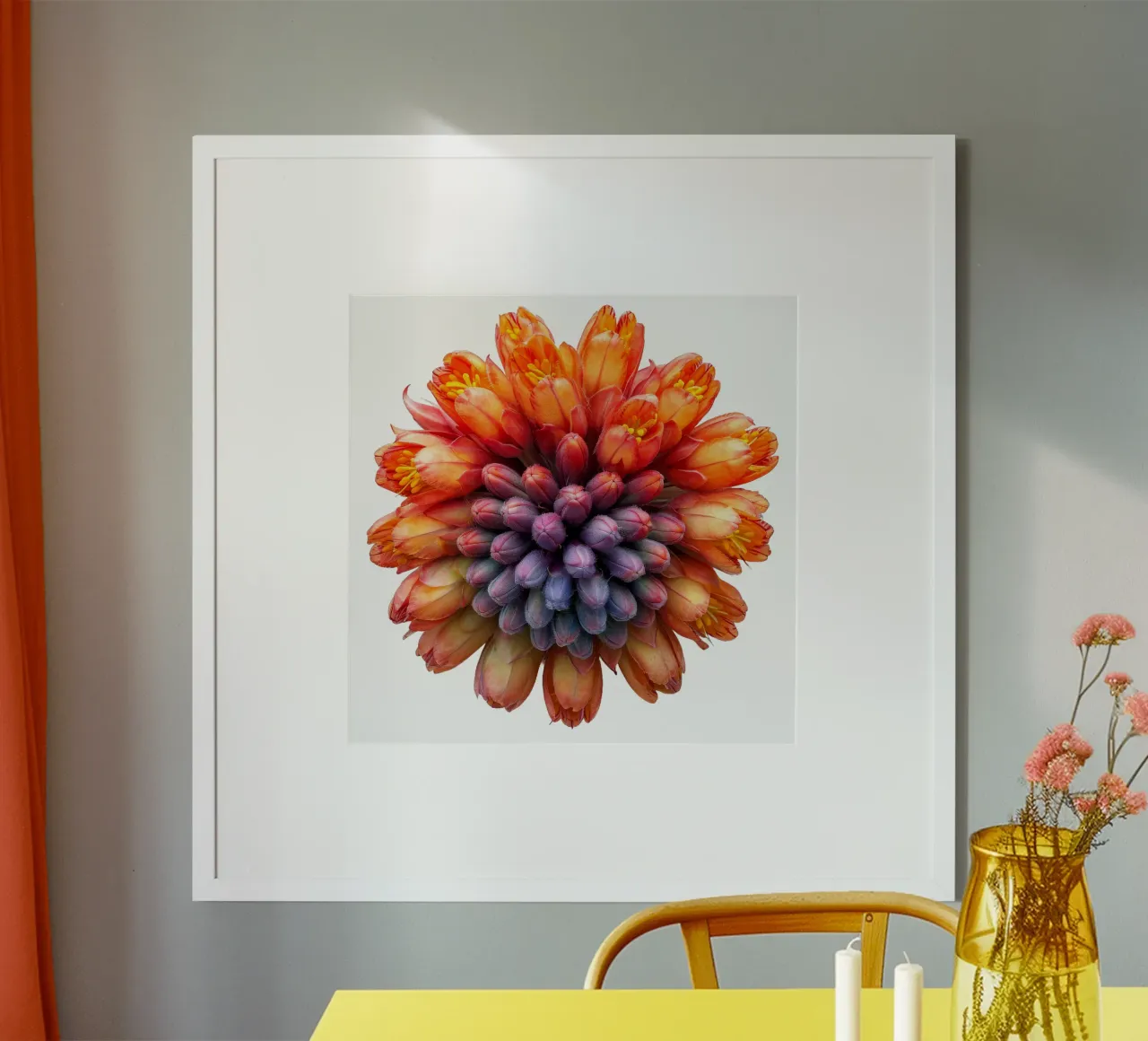 Fiore di poker rosso fuoco poster con telaio in plastica da Bold Blooms