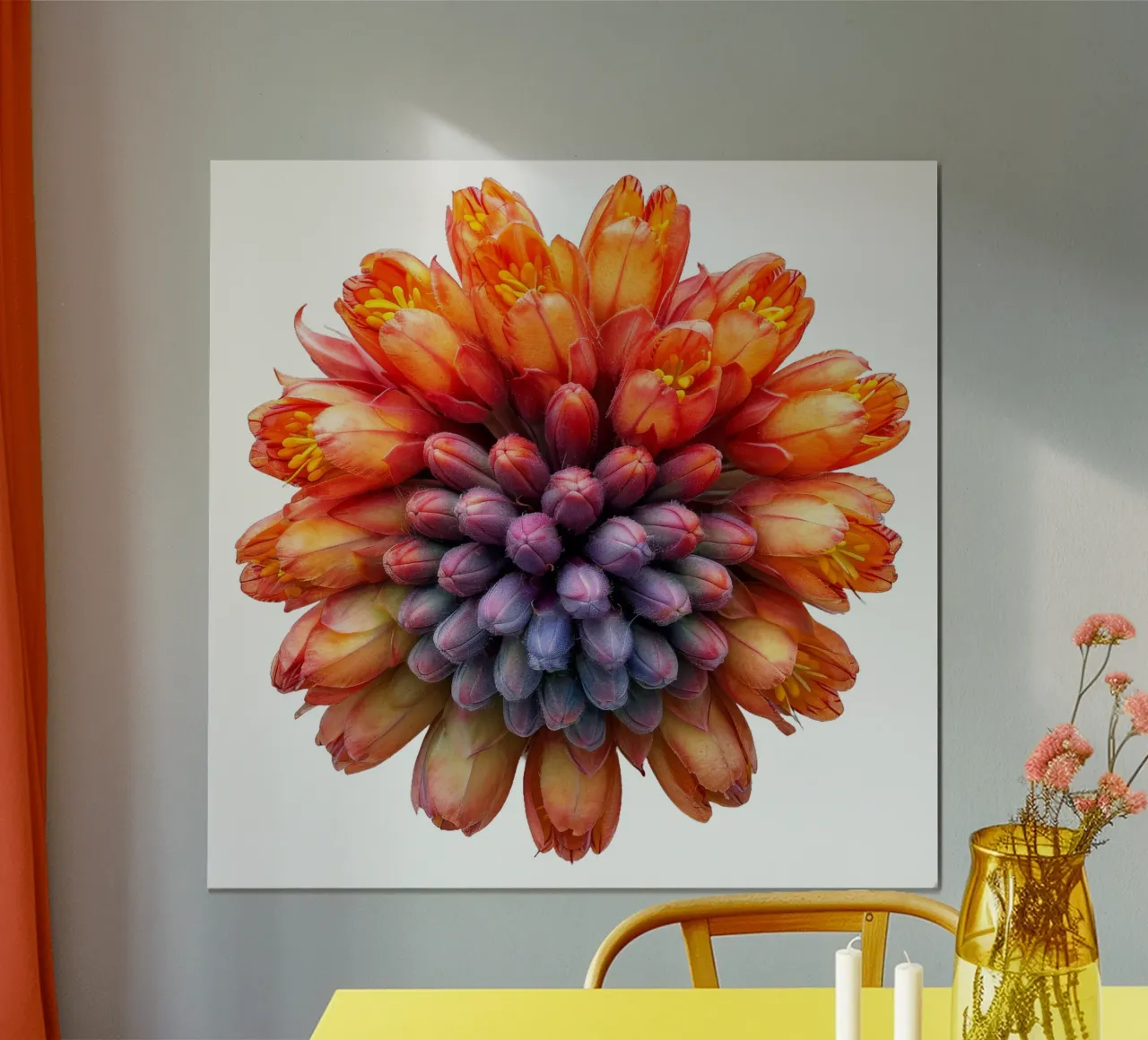 Fiore di poker rosso fuoco poster con telaio in plastica da Bold Blooms