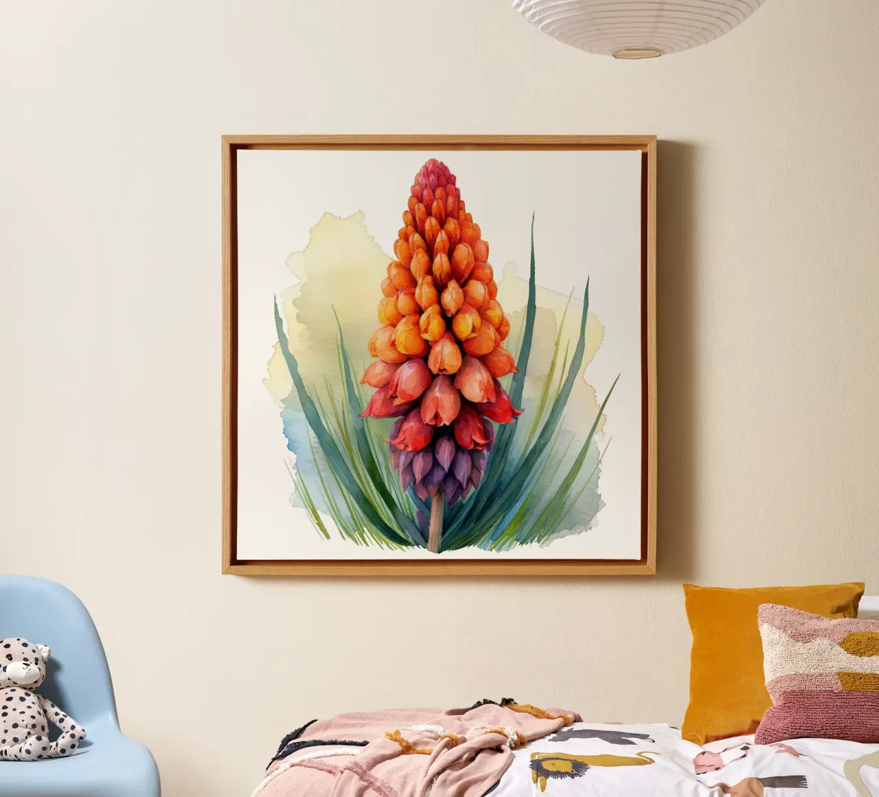 Fiore di poker rosso fuoco tela con Cornice a cassetta da Bold Blooms
